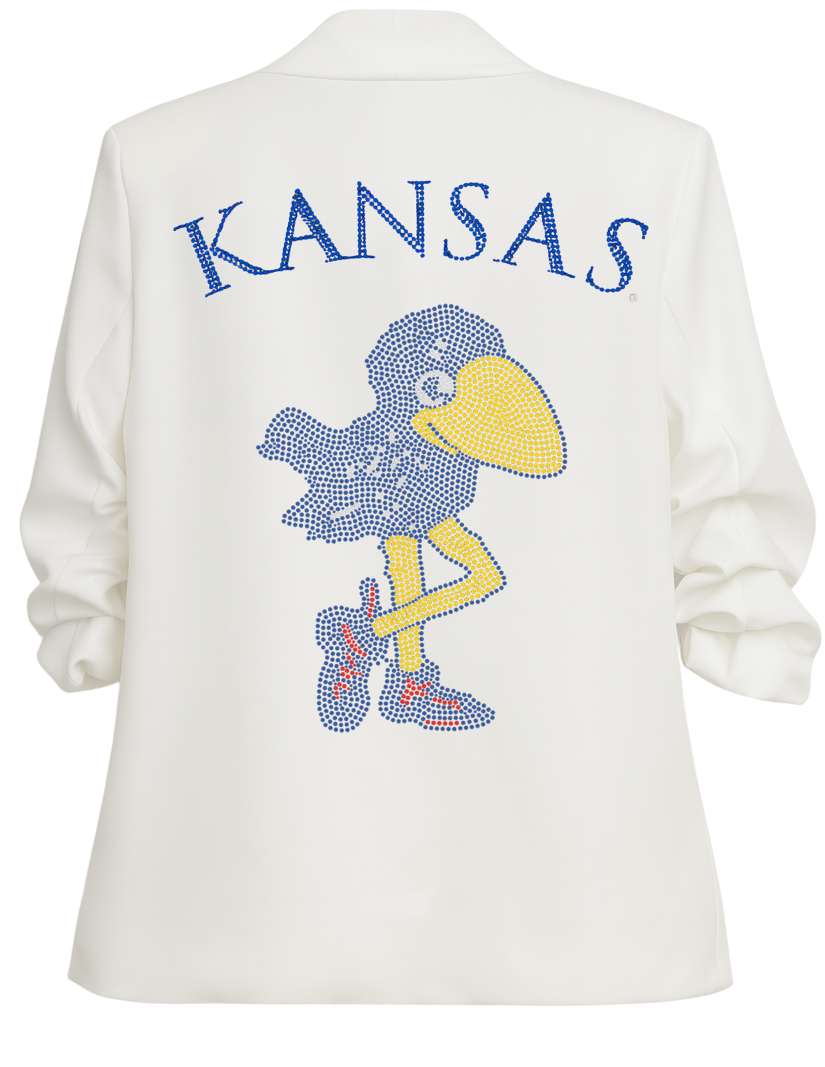 University of Kansas Vintage Jayhawk White Ruched Blazer