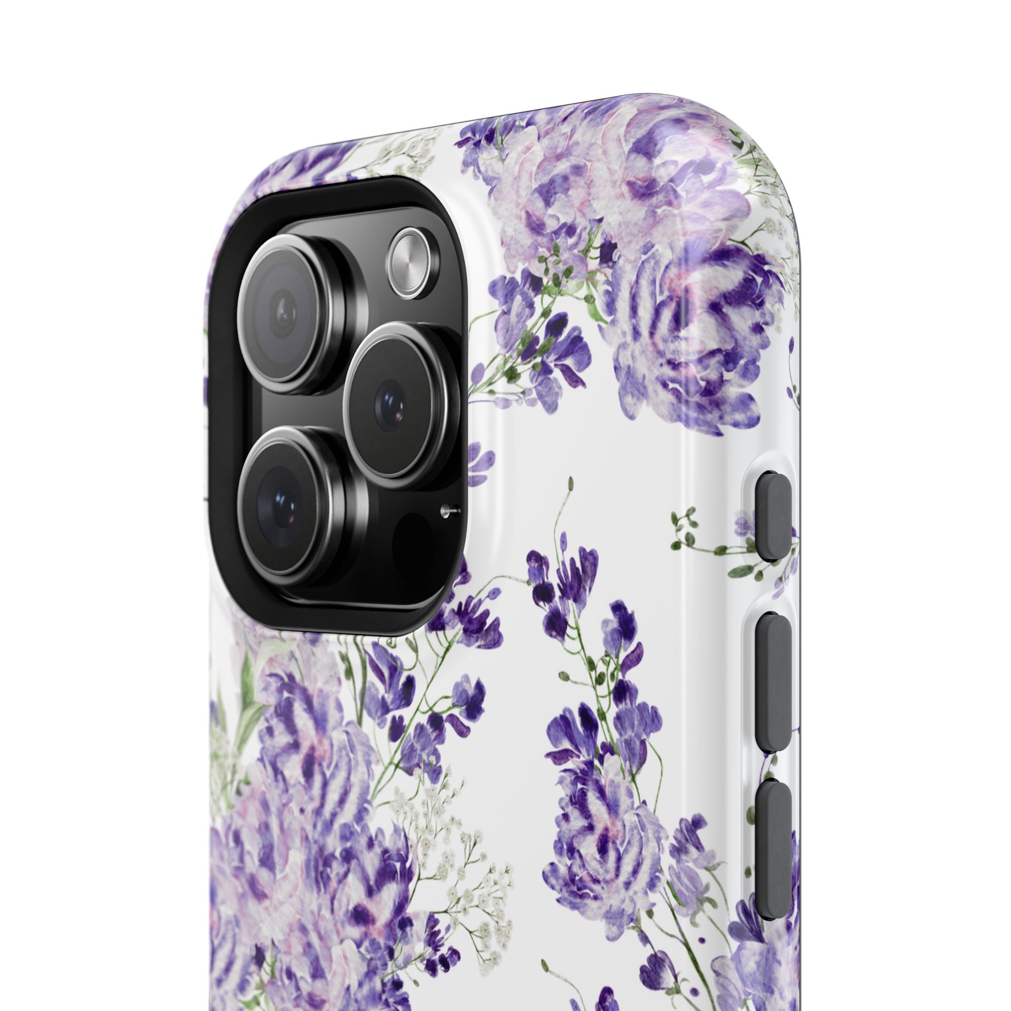 Customizable: Purple Floral Impact-Resistant Phone Case