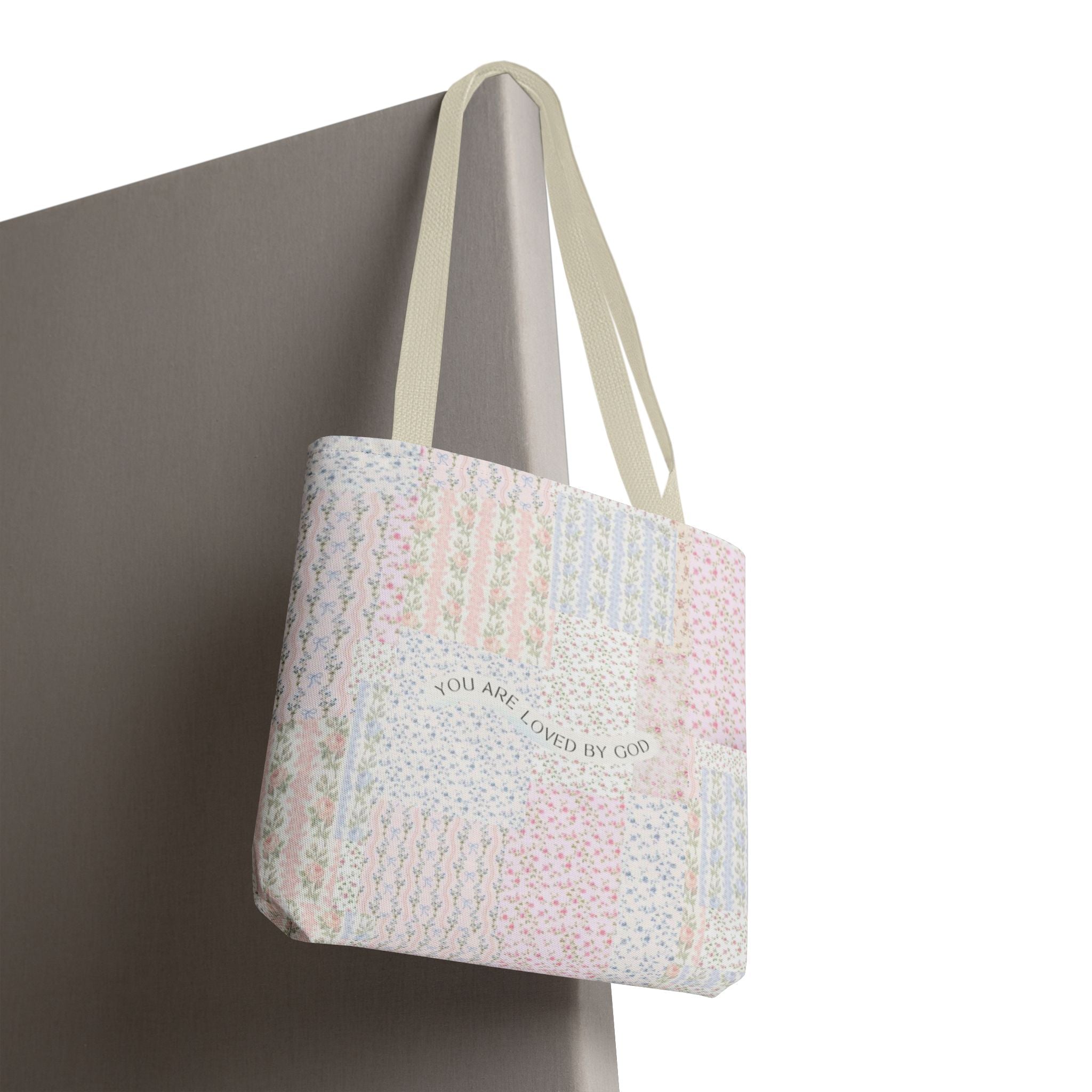 Spiritual Tote Bag with Floral Design, Inspirational Gift for Women, Church Bag, Eco-Friendly Shoulder Tote, Everyday Use