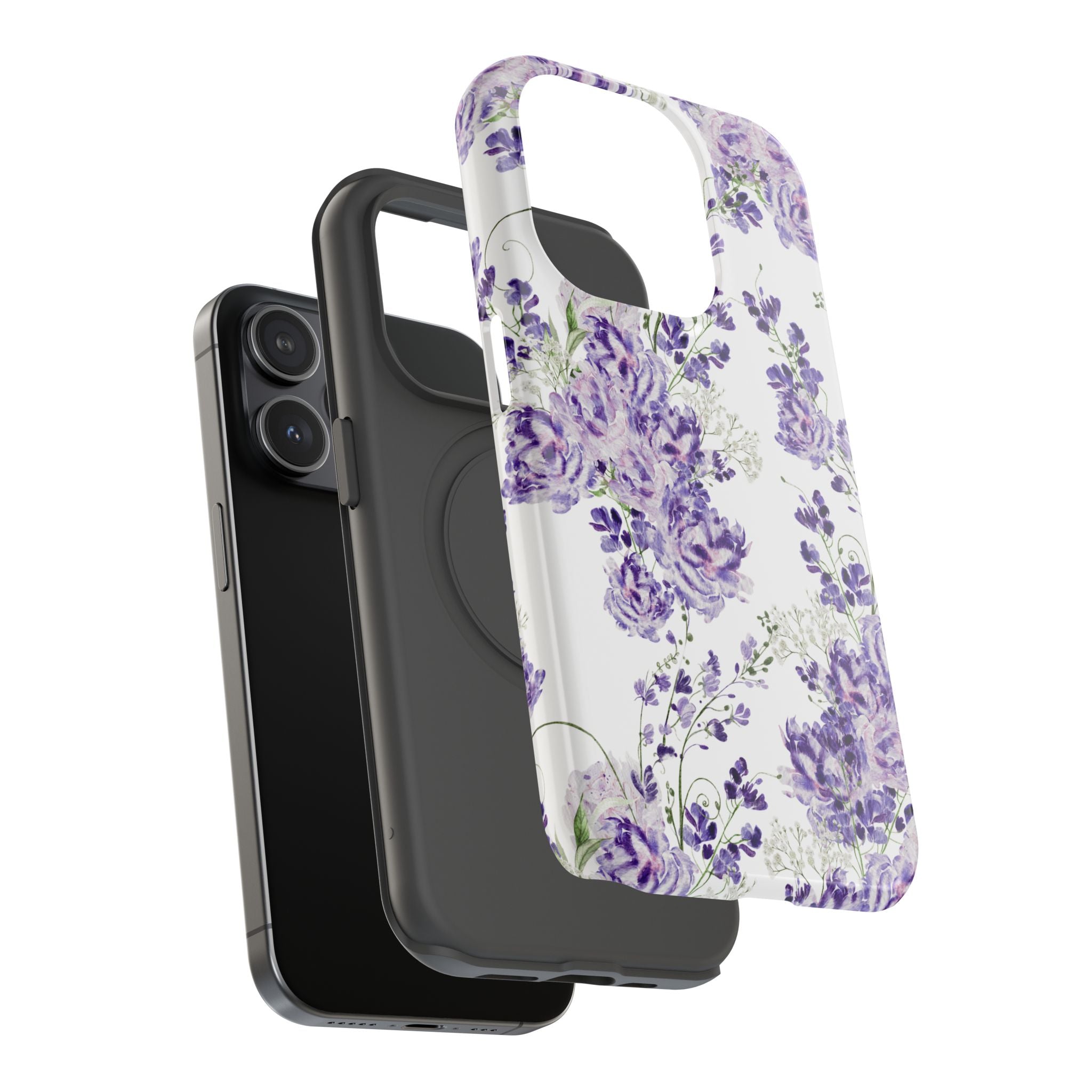 Customizable: Purple Floral Impact-Resistant Phone Case