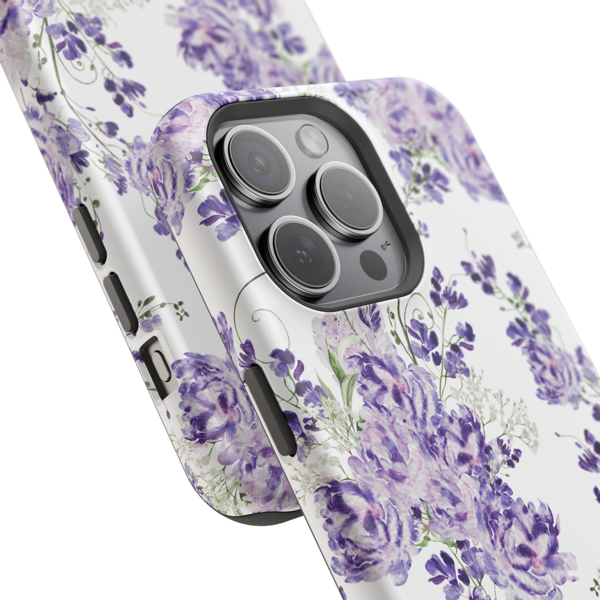 Customizable: Purple Floral Impact-Resistant Phone Case