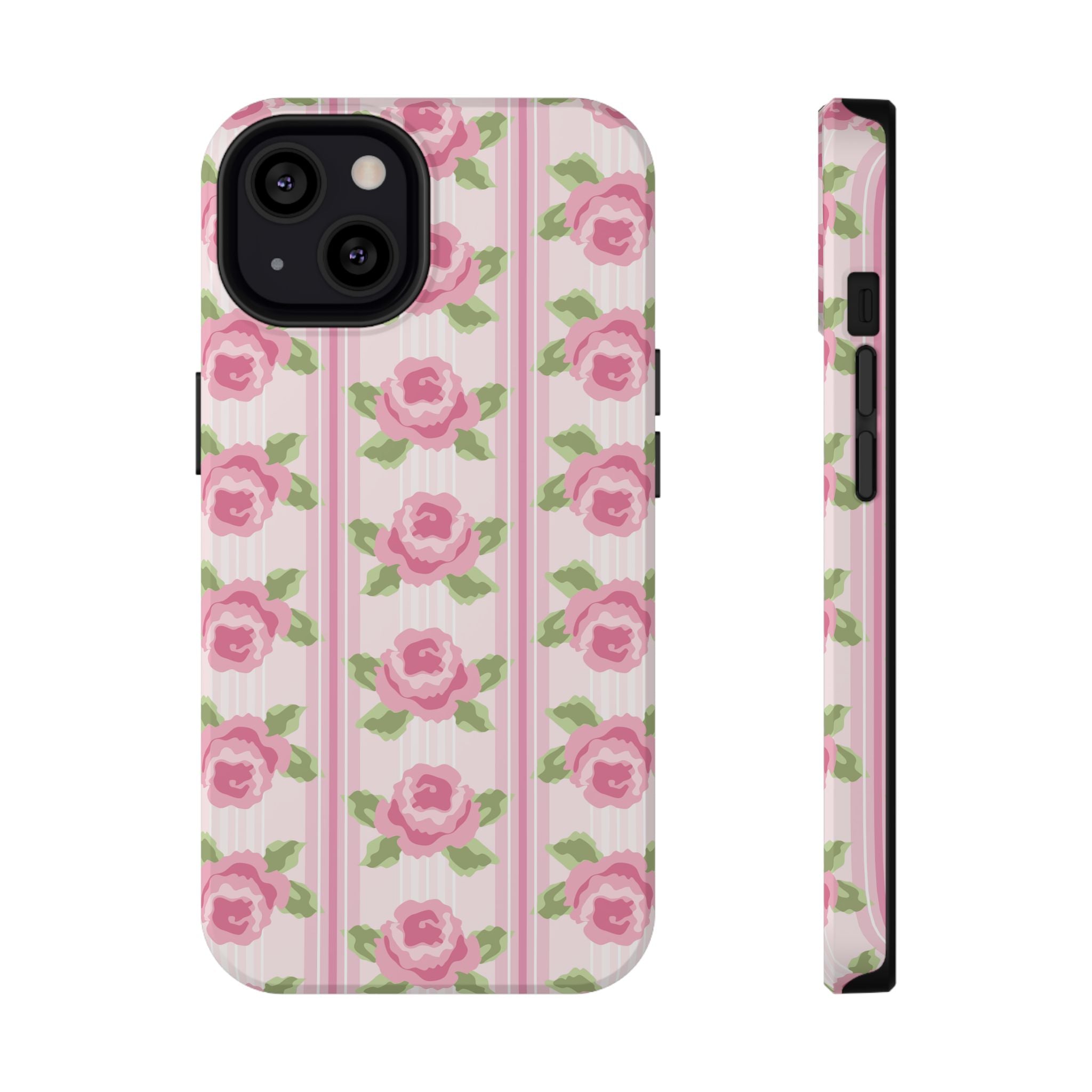 Customizable: Floral Impact-Resistant Phone Case, Pink Rose Pattern