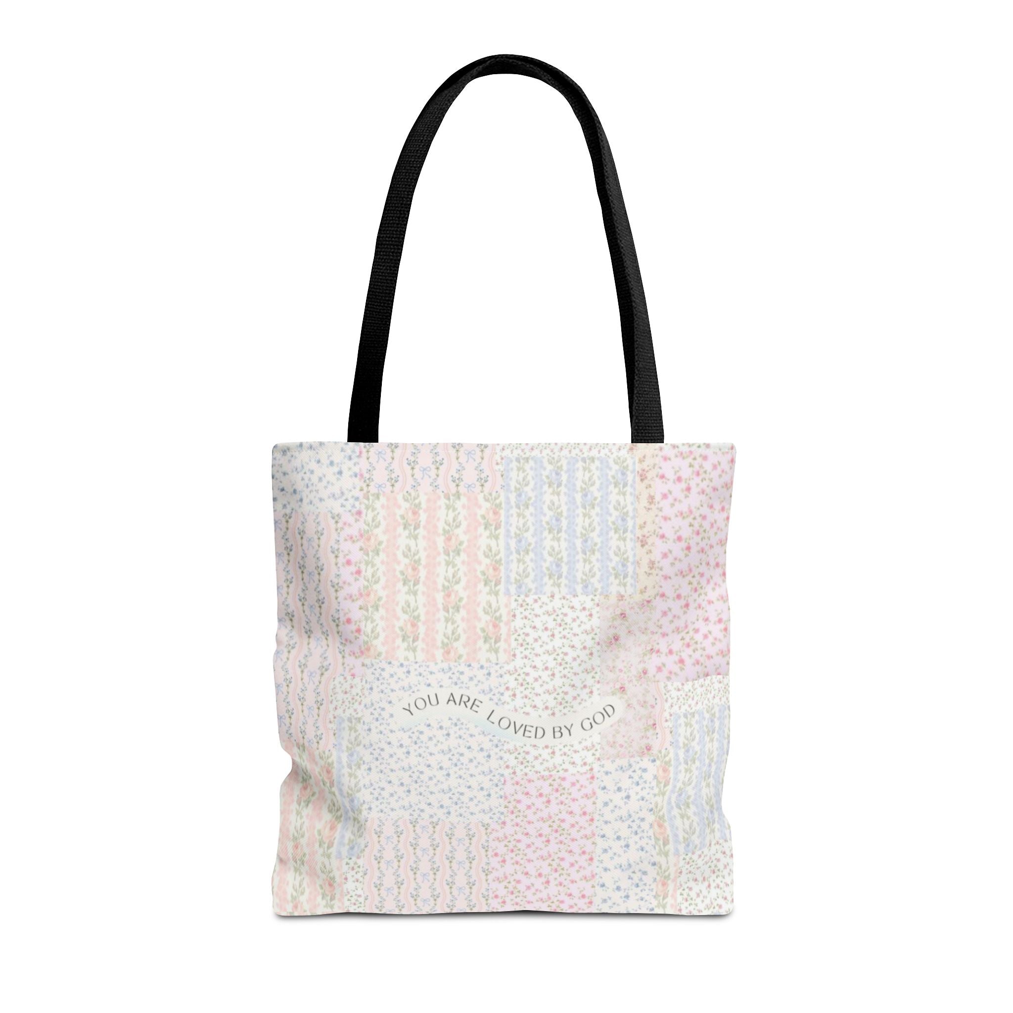 Spiritual Tote Bag with Floral Design, Inspirational Gift for Women, Church Bag, Eco-Friendly Shoulder Tote, Everyday Use