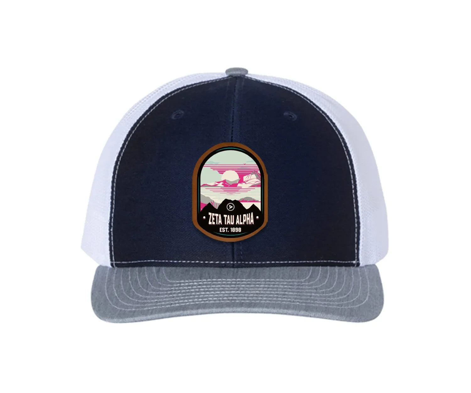 Zeta Tau Alpha Richardson 112 UV Print Leatherette Patch Trucker Hat - Ventura
