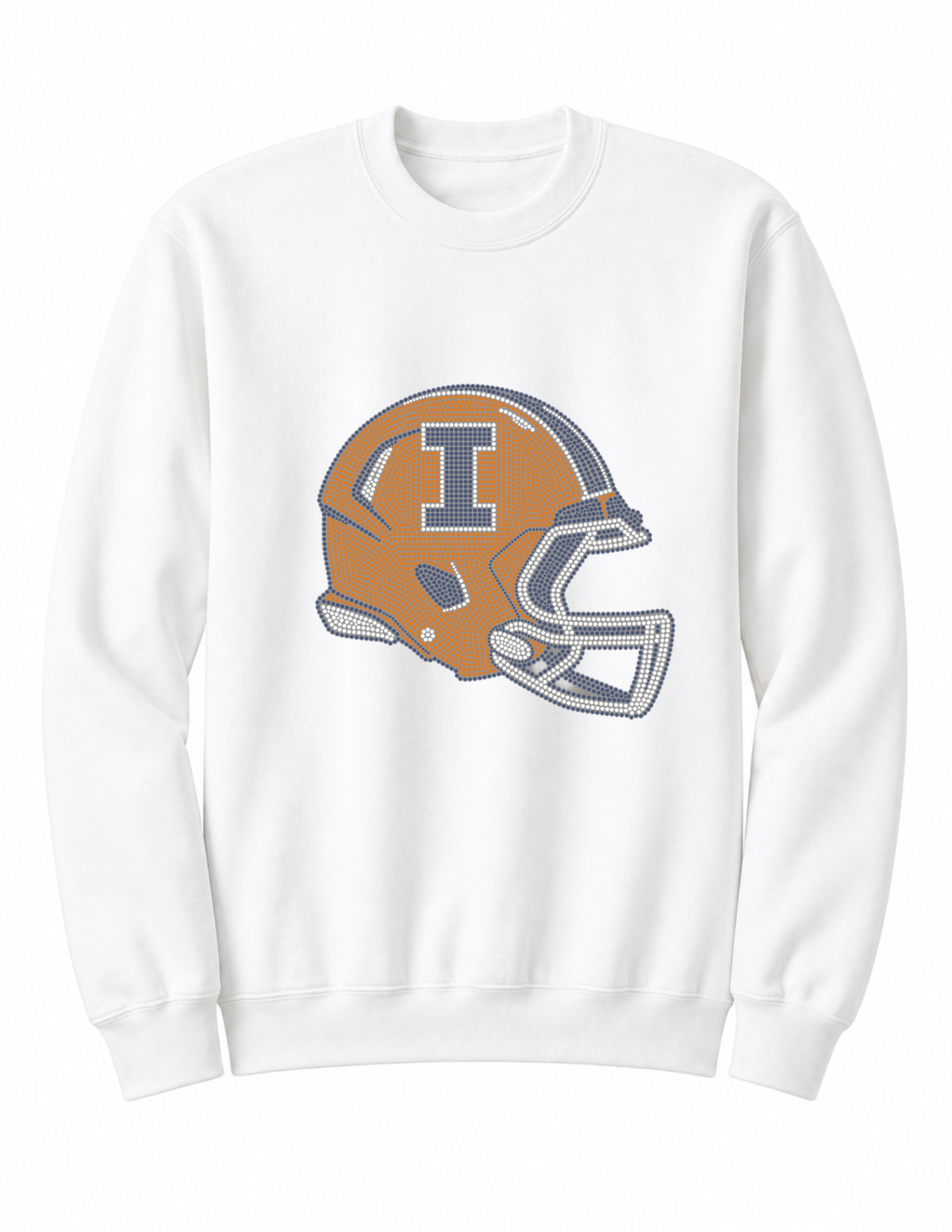 University of Illinois Helmet Crewneck White Sweatshirt