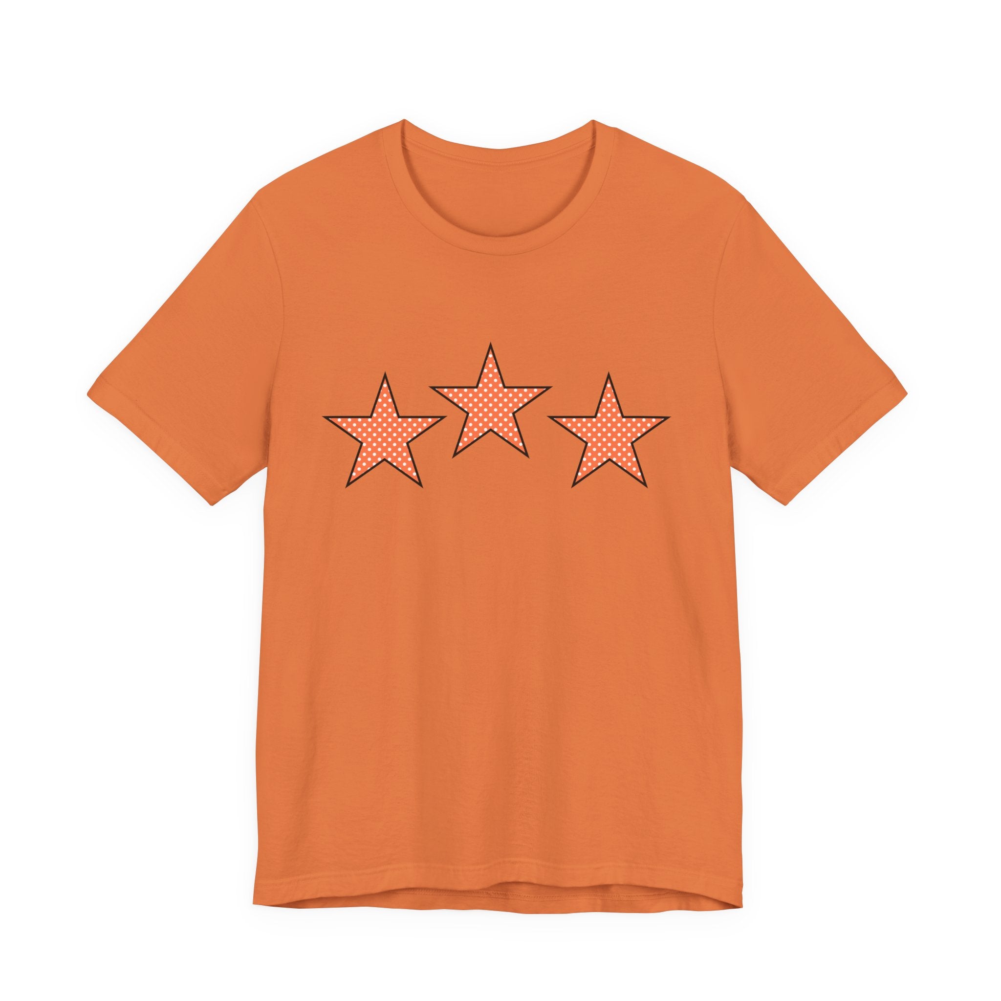 Customizable Orange & White Polka Dot Tri-Star Graphic Tee