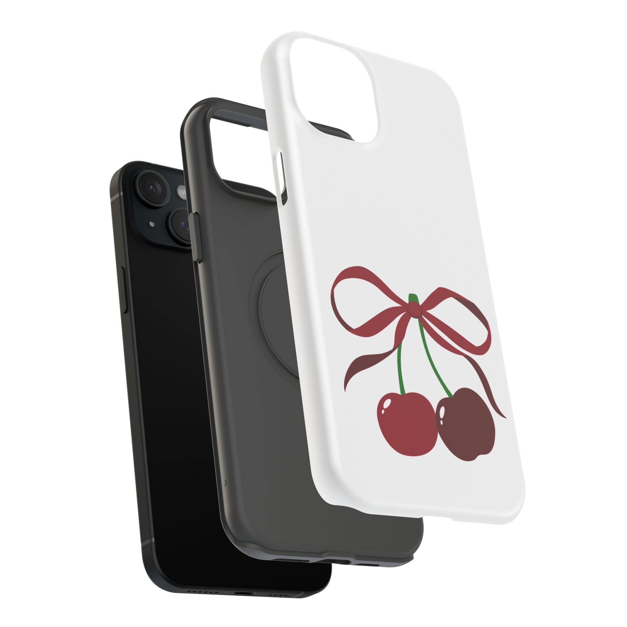 Customizable: Cherry Bow Impact-Resistant Case for Smartphones | Cute Phone Cover | Gift for Her | Cherry Lover's Accessory | Durable Phone Case
