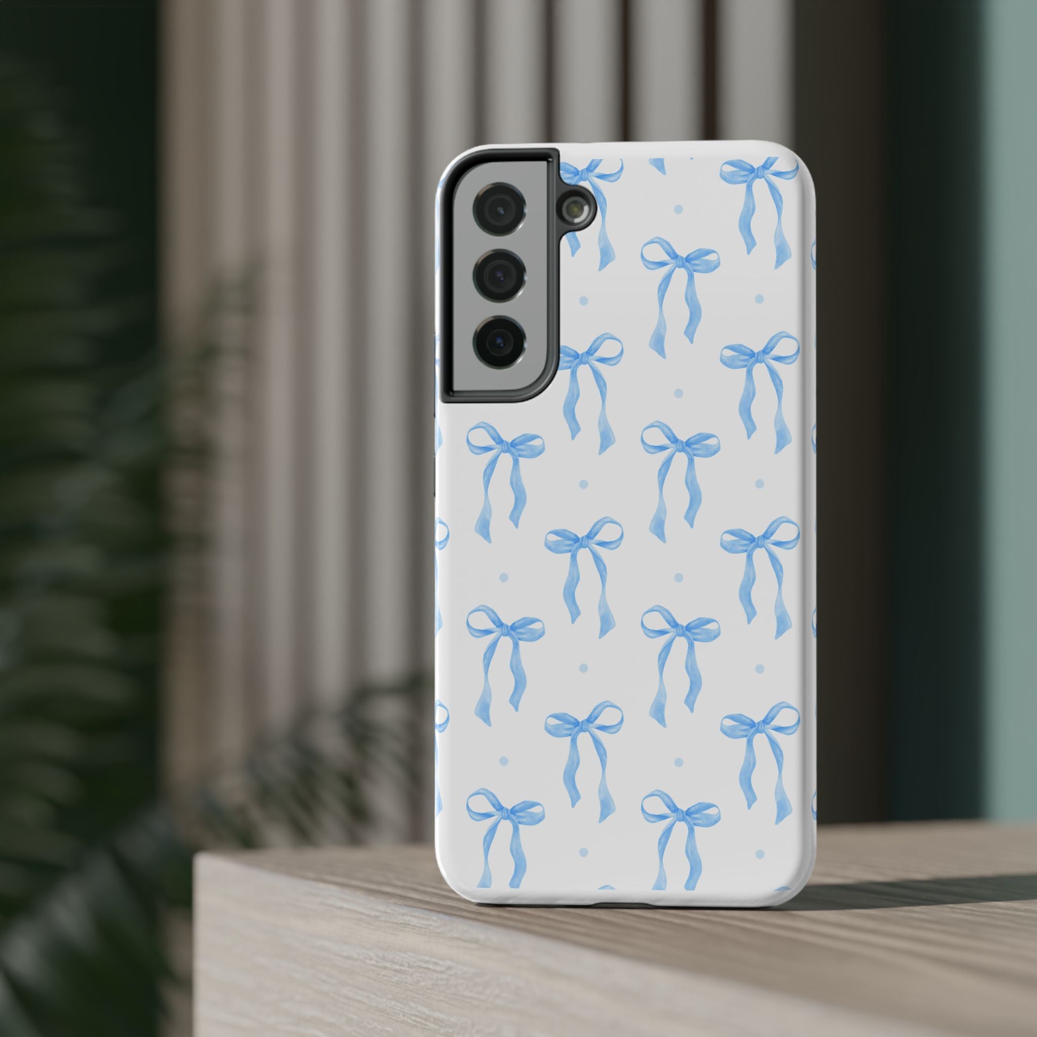Customizable: Chic Blue Coquette Bow Impact-Resistant Phone Case