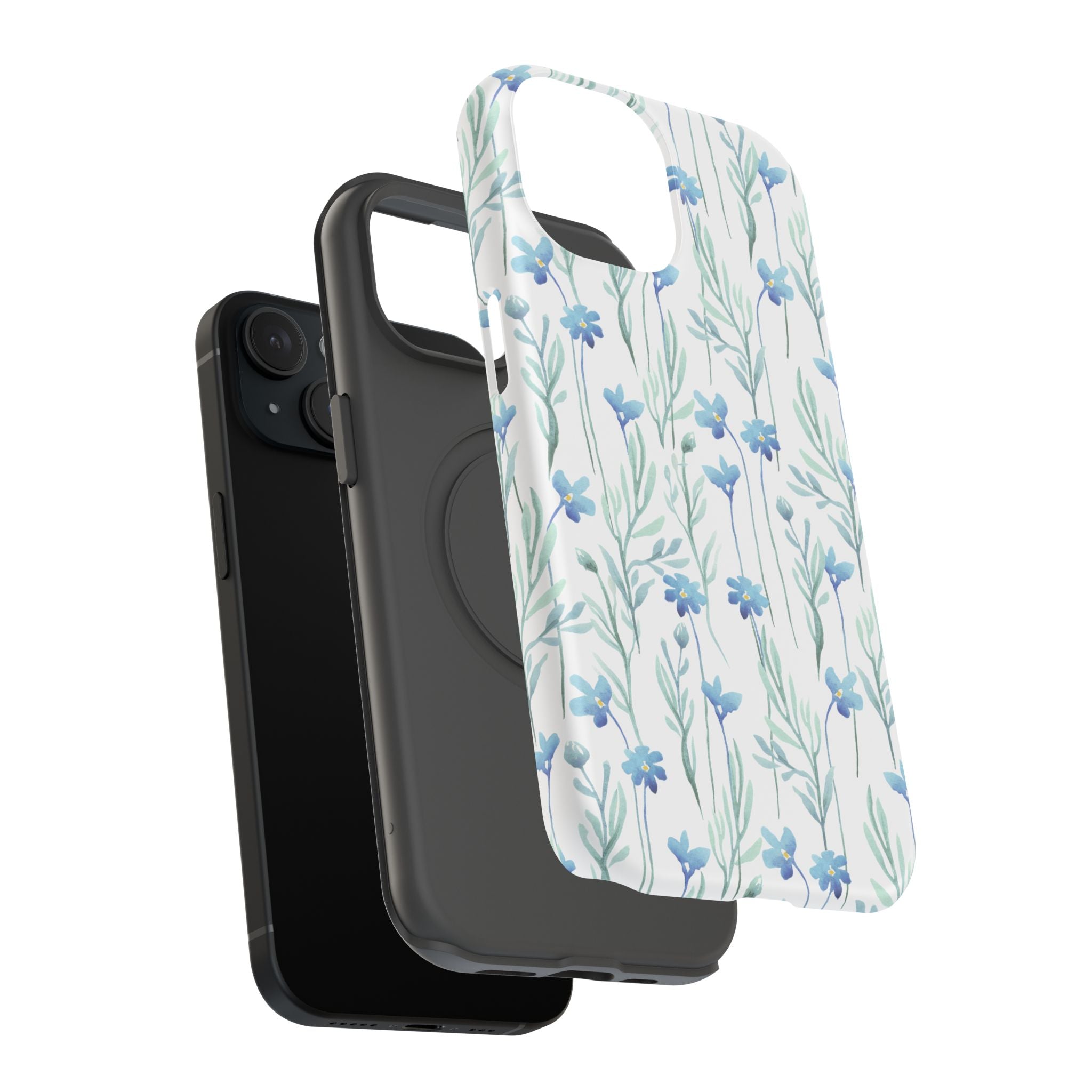 Customizable: Blue Floral Impact-Resistant Phone Case