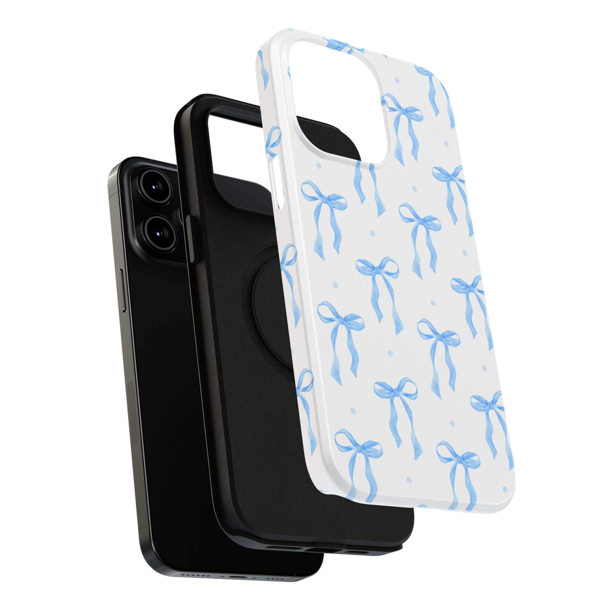 Customizable: Chic Blue Coquette Bow Impact-Resistant Phone Case