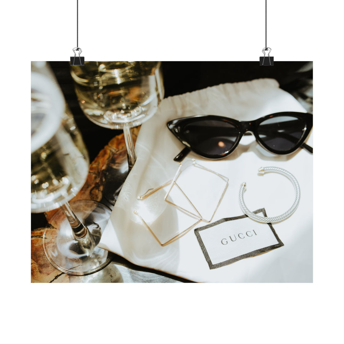 Champagne and Gucci Wall Ar, Elegant Home Decor, Fashion Artwork, Modern Wall Art, Stylish Gift for Fashion Lovers, Trendy Interior Decor
