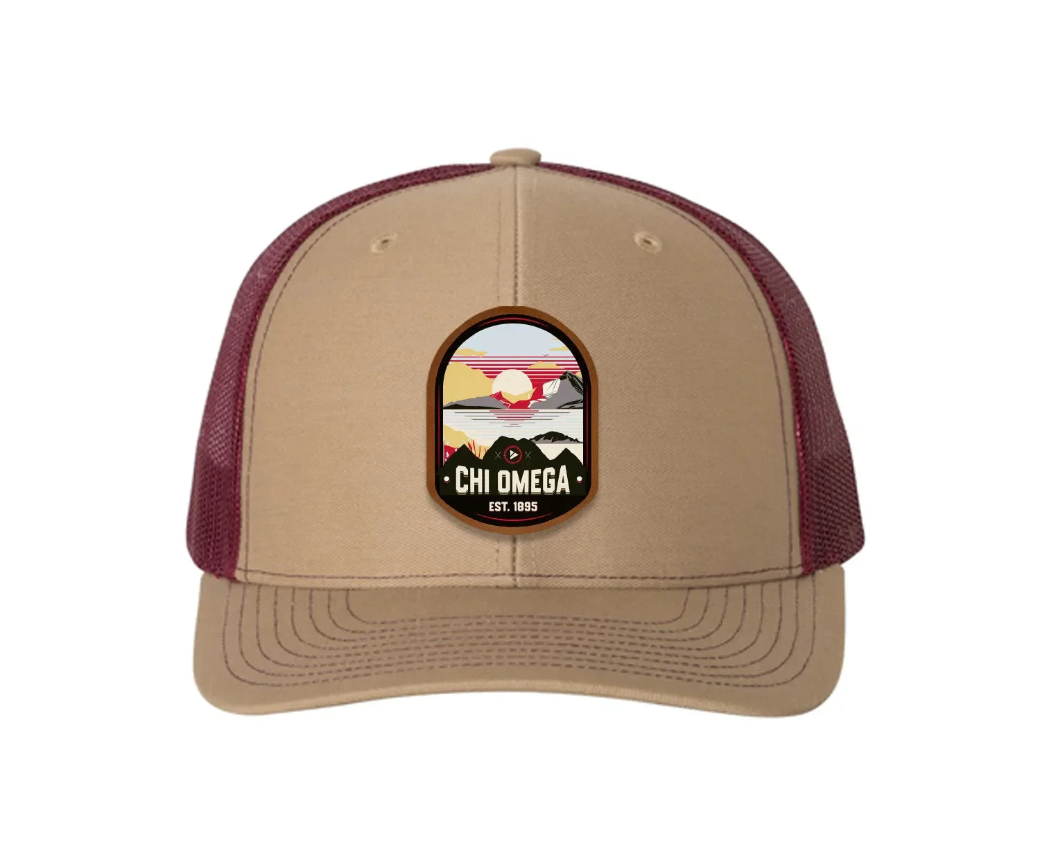 Chi Omega Richardson 112 UV Print Leatherette Patch Trucker Hat - Ventura