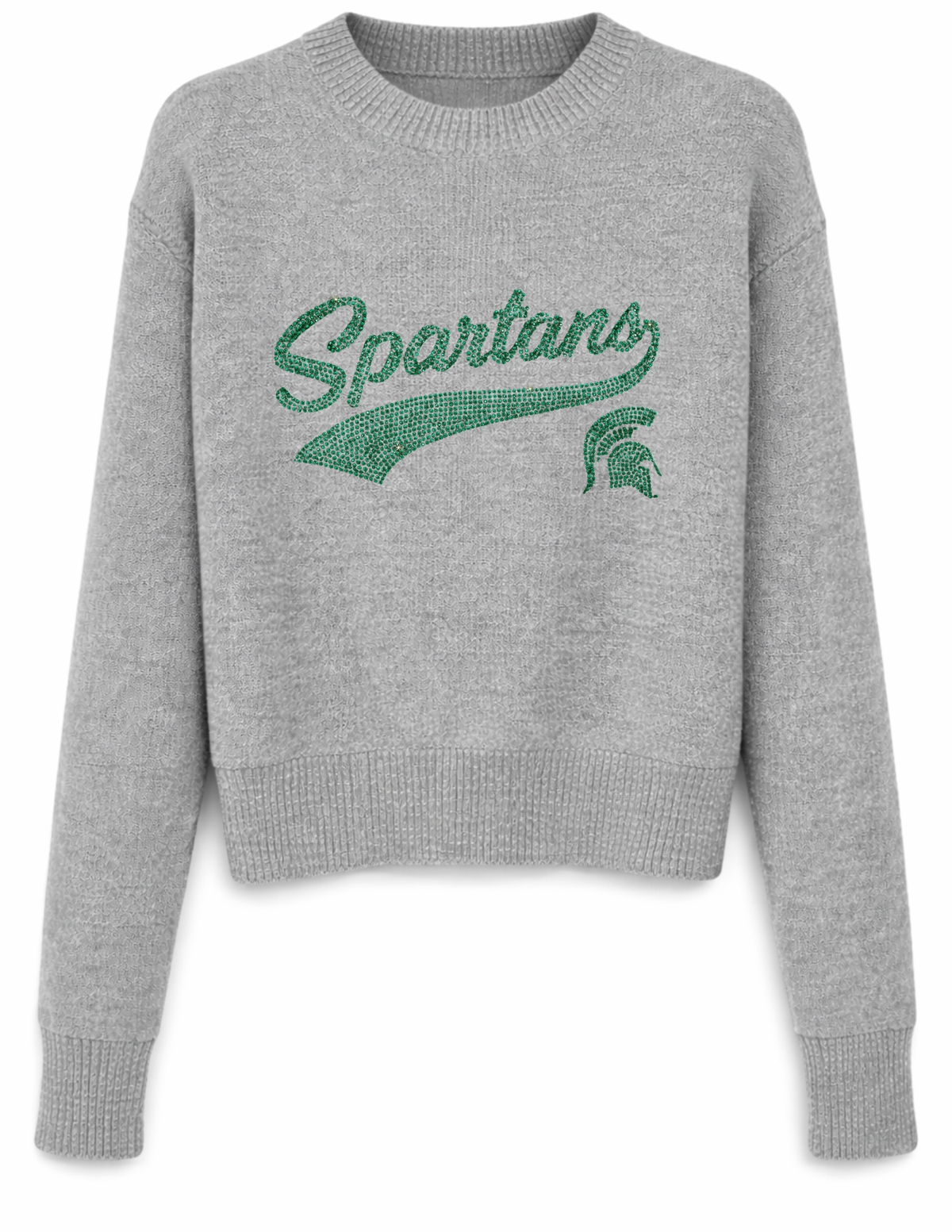 Michigan State Spartans Script Gray Crewneck Sweater