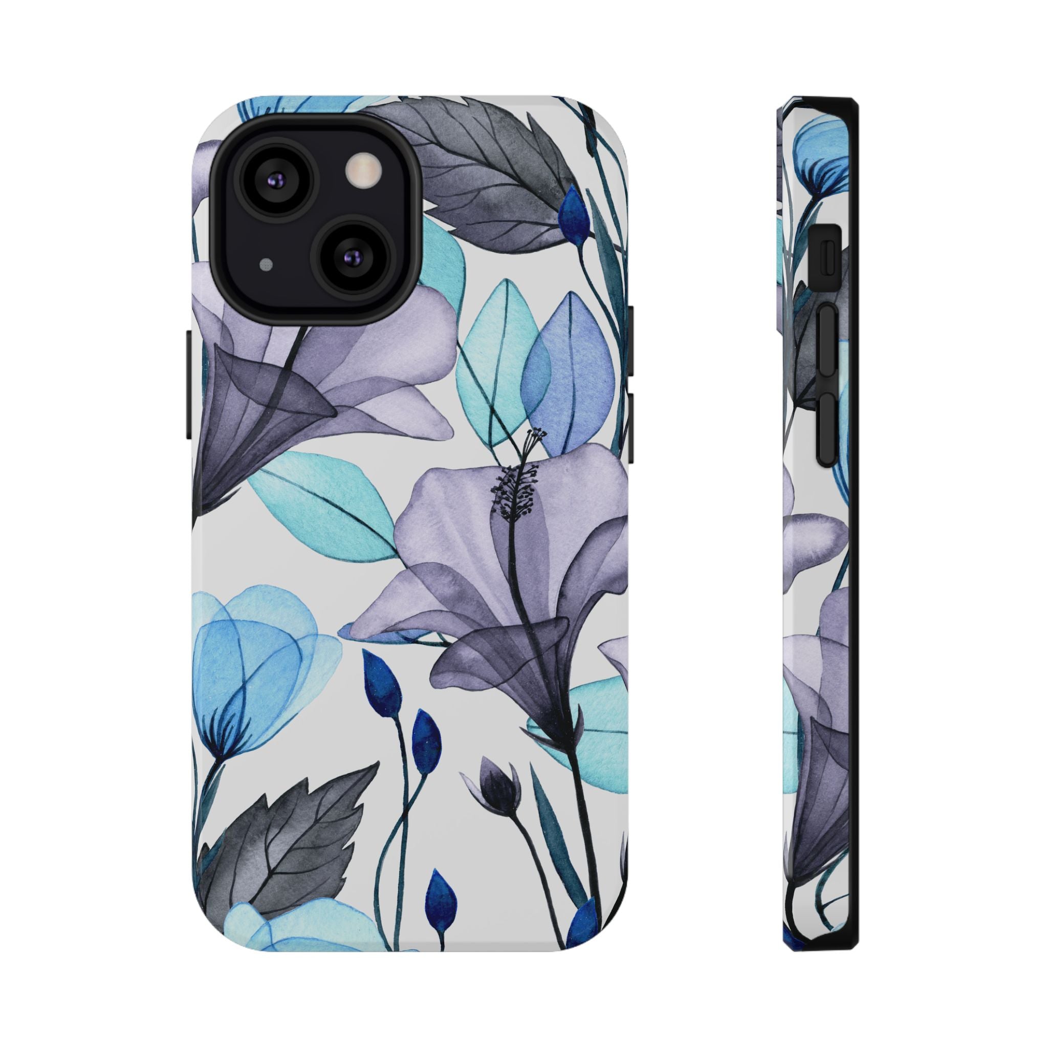 Customizable: Blue and Purple Floral Impact-Resistant Phone Case