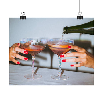 Chic Cocktail Wall Art, Matte Horizontal Posters, Celebratory Decor, Home Bar Art, Stylish Gifts for Friends, Modern Decor