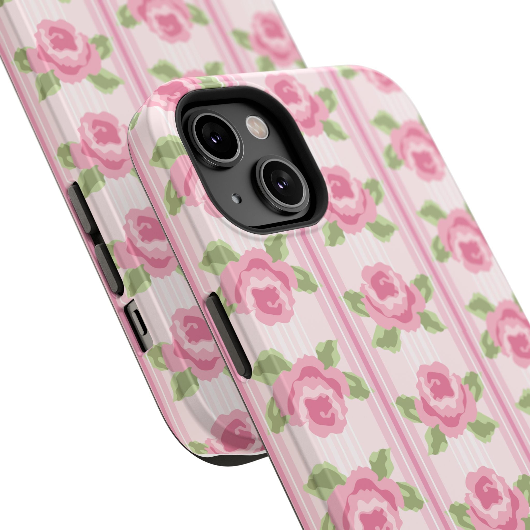 Customizable: Floral Impact-Resistant Phone Case, Pink Rose Pattern
