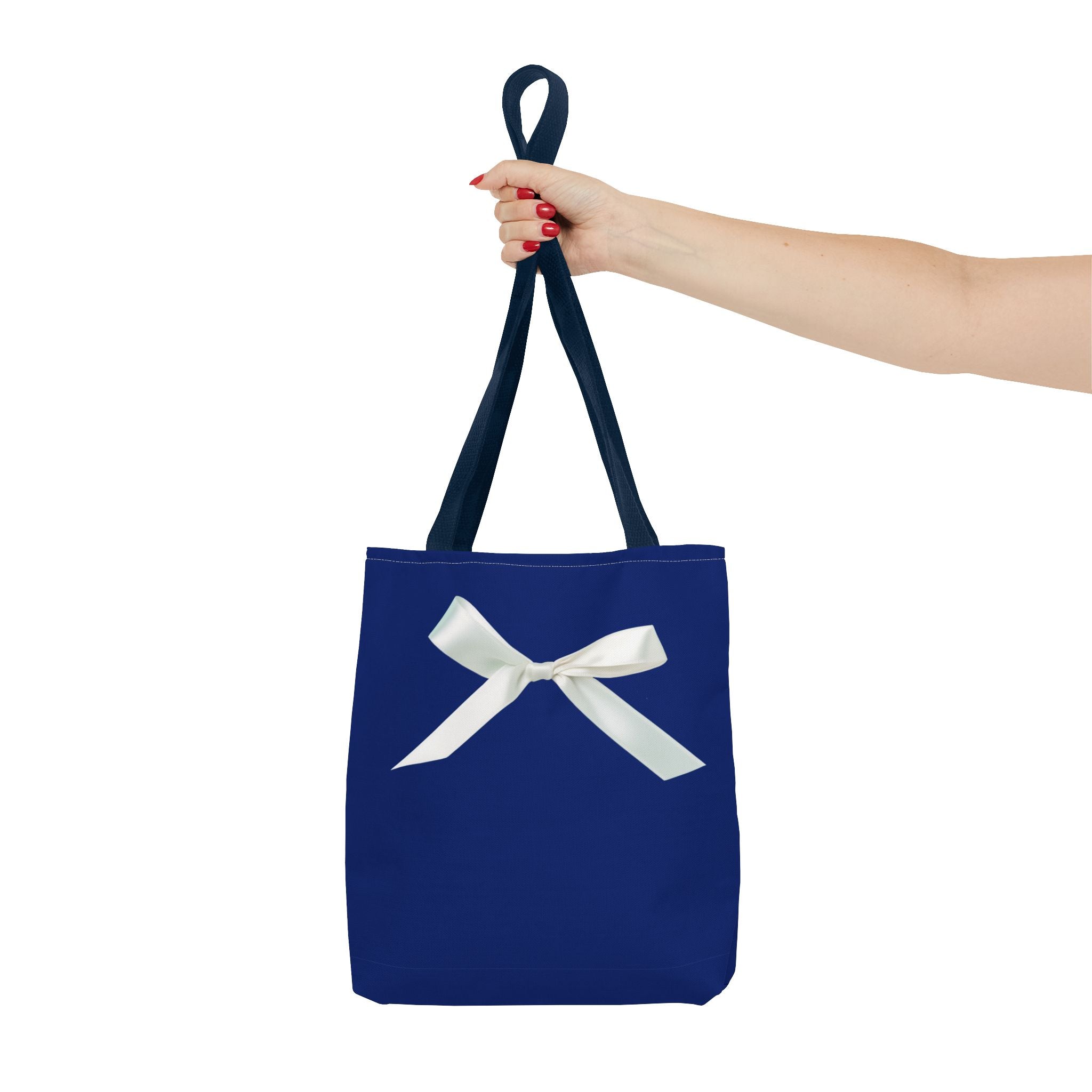 Elegant Blue Tote Bag with White Bow, Stylish Carryall, Perfect Gift for Her, Bridesmaid Tote, Wedding Accessory, Everyday Use