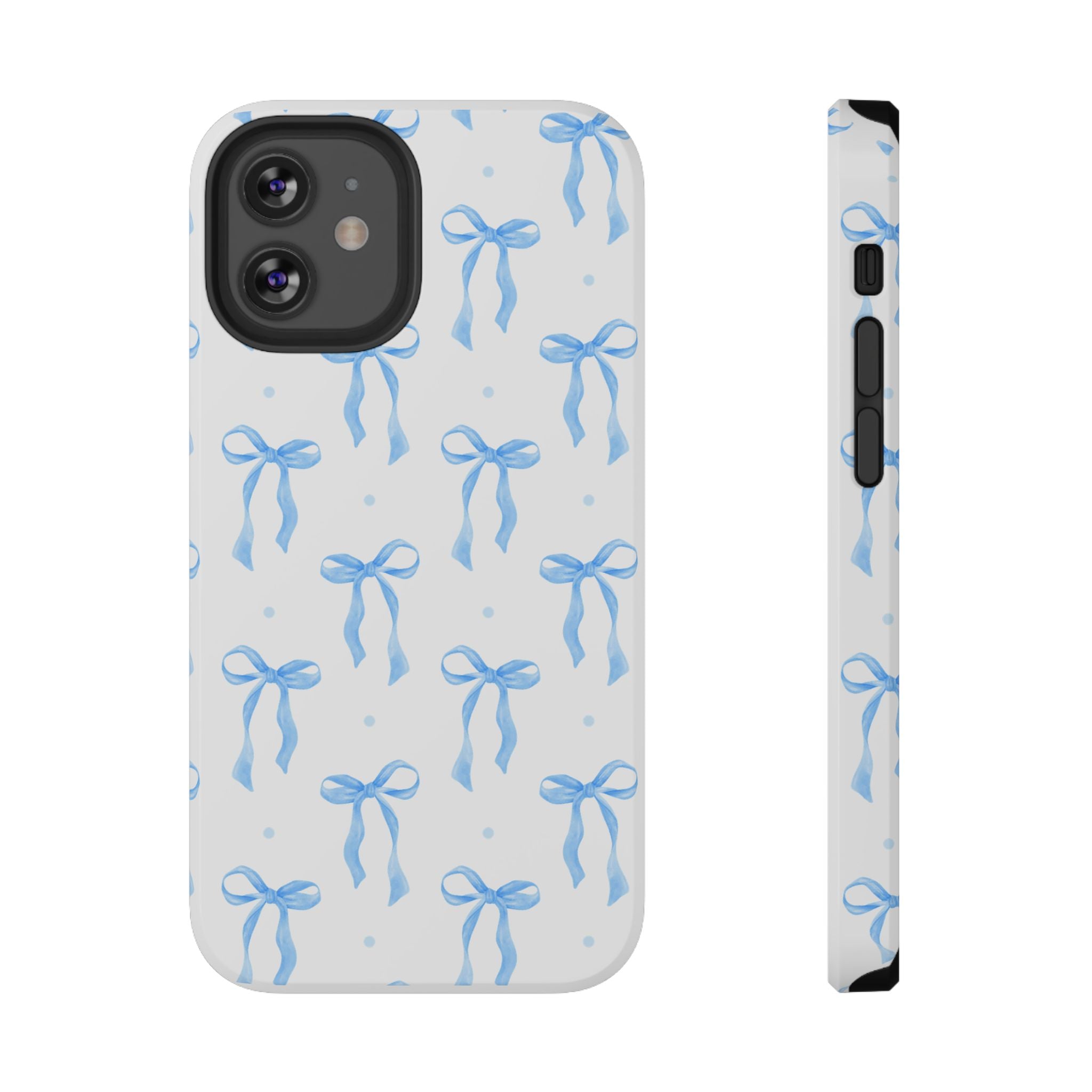 Customizable: Chic Blue Coquette Bow Impact-Resistant Phone Case