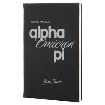 Alpha Omicron Pi Personalized Leatherette Notebook Journal