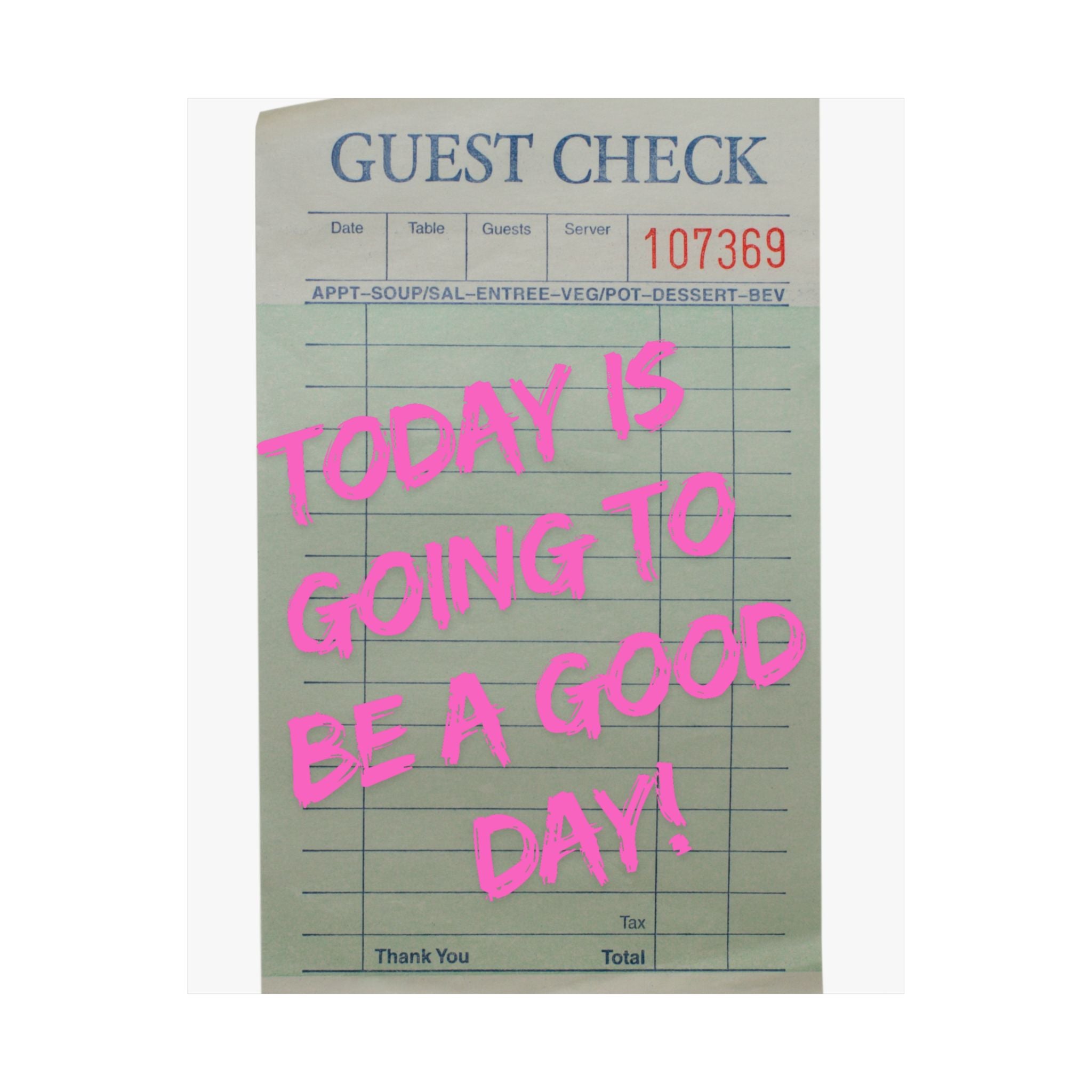 Guest Check Wall Art Poster, College Dorm Decor, Trendy Wall Art, Gift for Friends