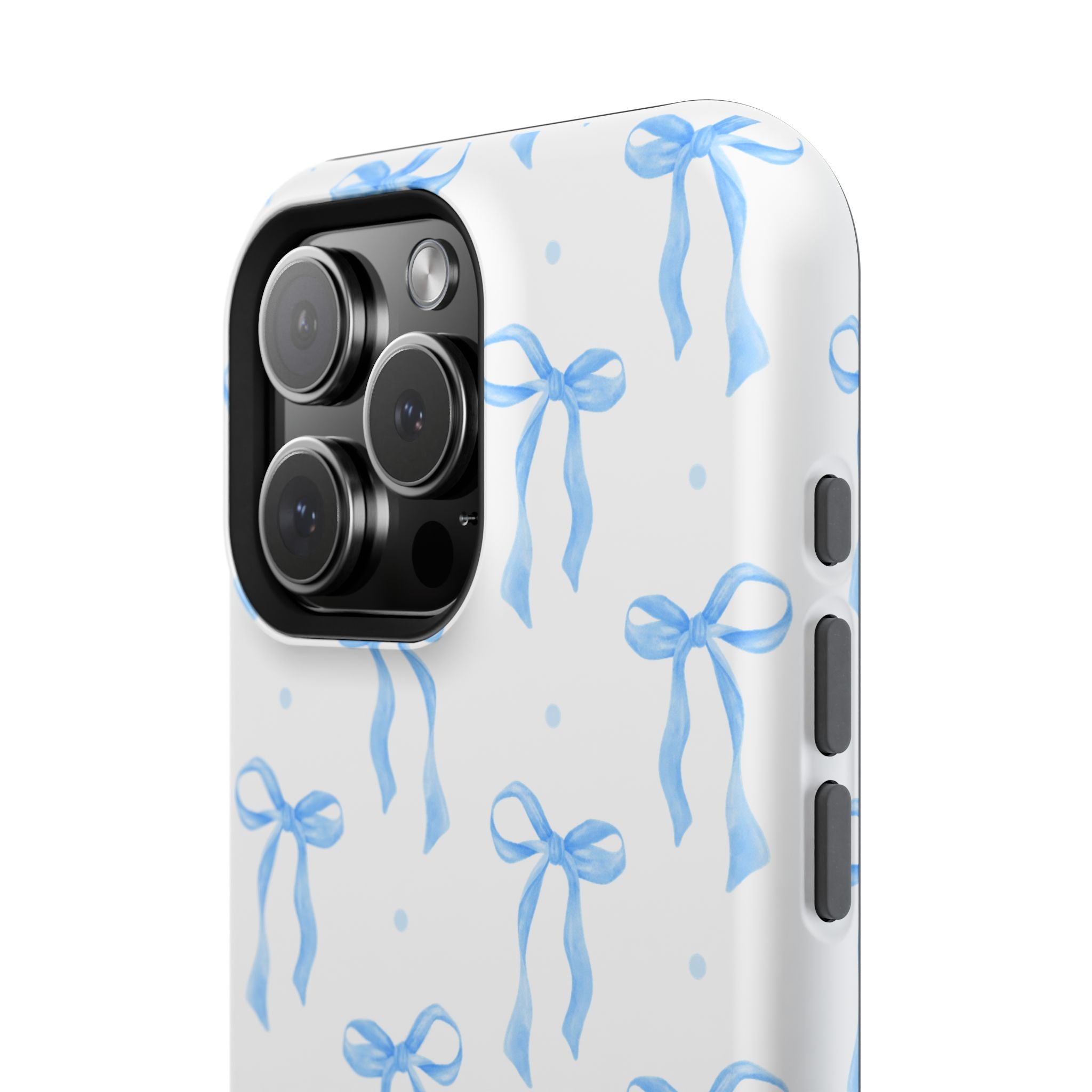 Customizable: Chic Blue Coquette Bow Impact-Resistant Phone Case