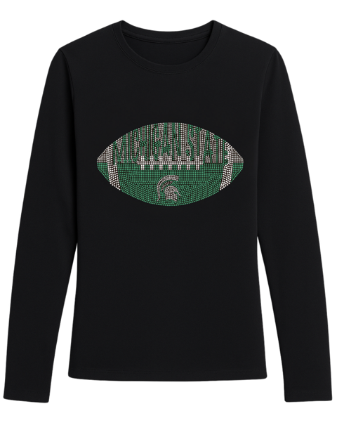 Michigan State Football Long Sleeve Black T-Shirt
