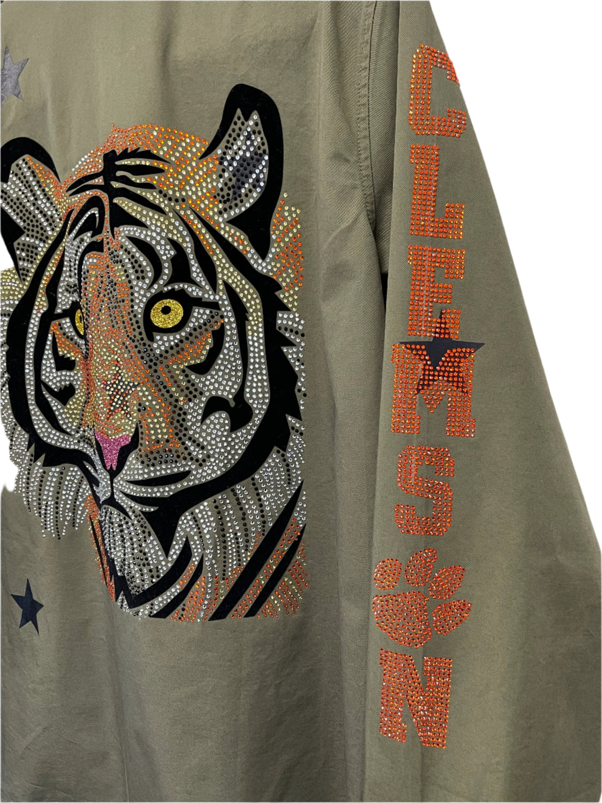 Clemson Tiger Face Army Green Shacket