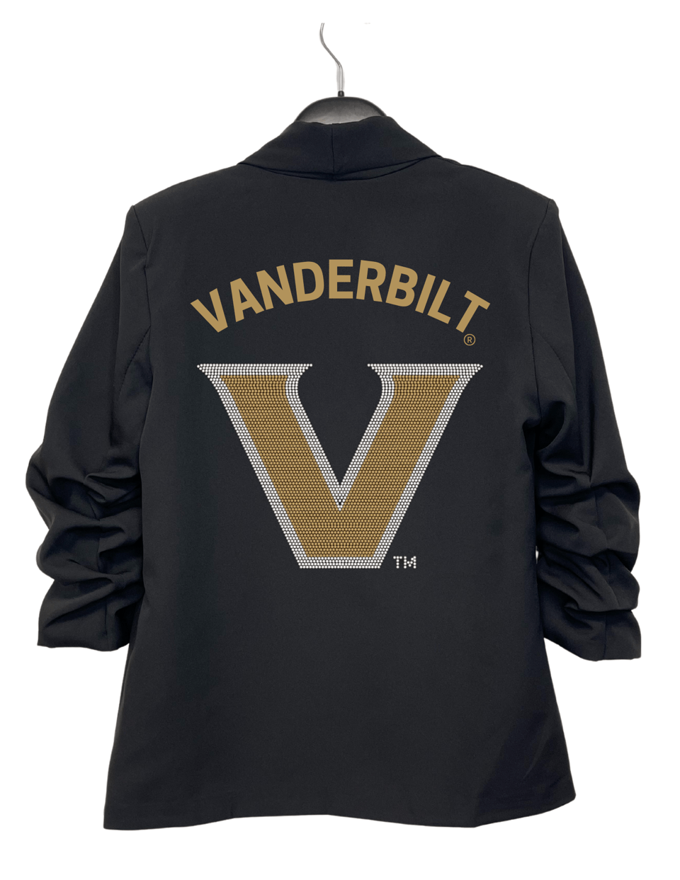 Vanderbilt Curve Gold & Silver V Black Ruched Blazer