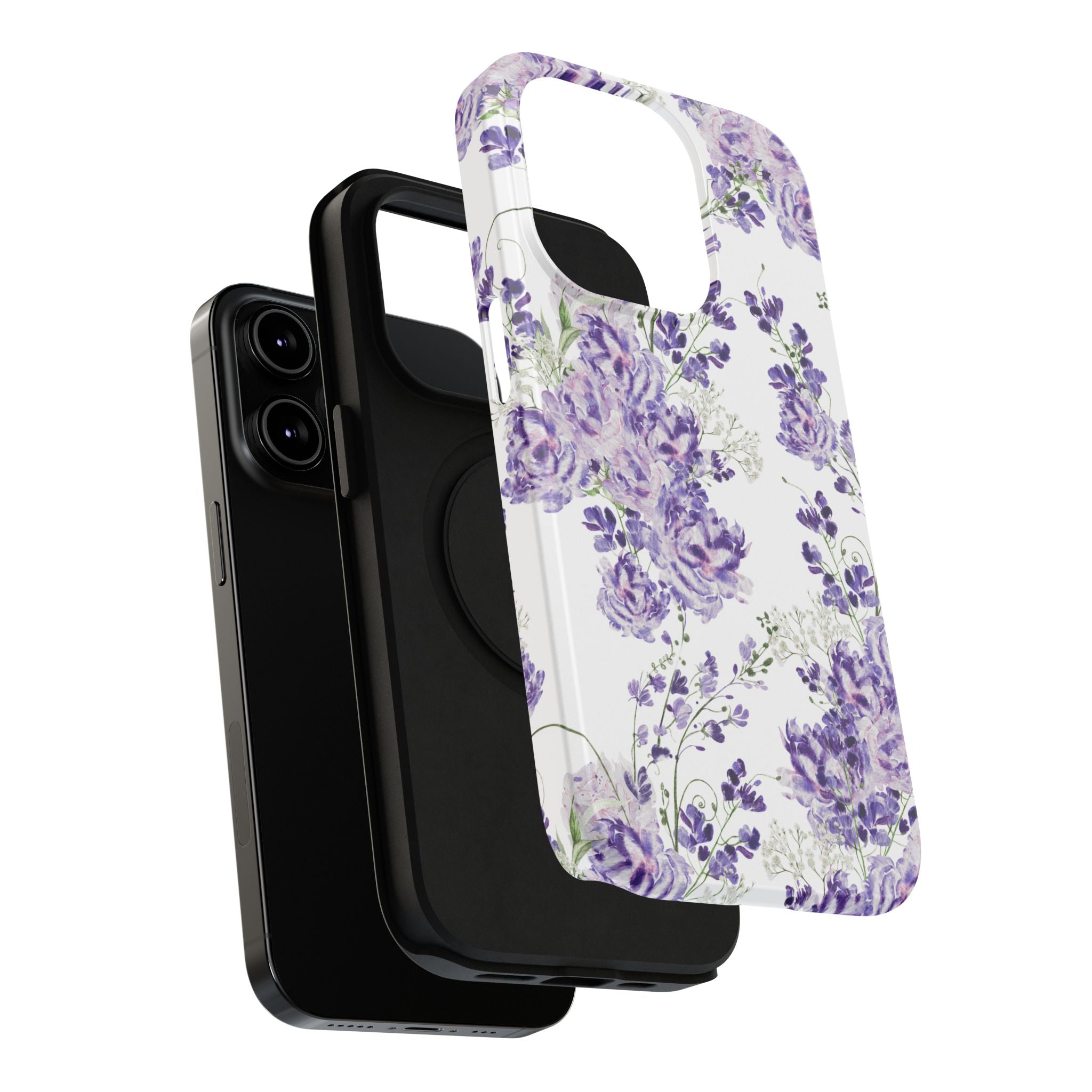 Customizable: Purple Floral Impact-Resistant Phone Case