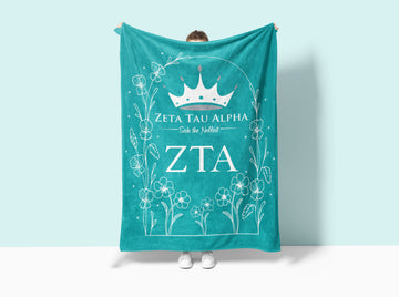 Zeta Tau Alpha XL 60x80 - Violet Frame Turquoise Sherpa Blanket