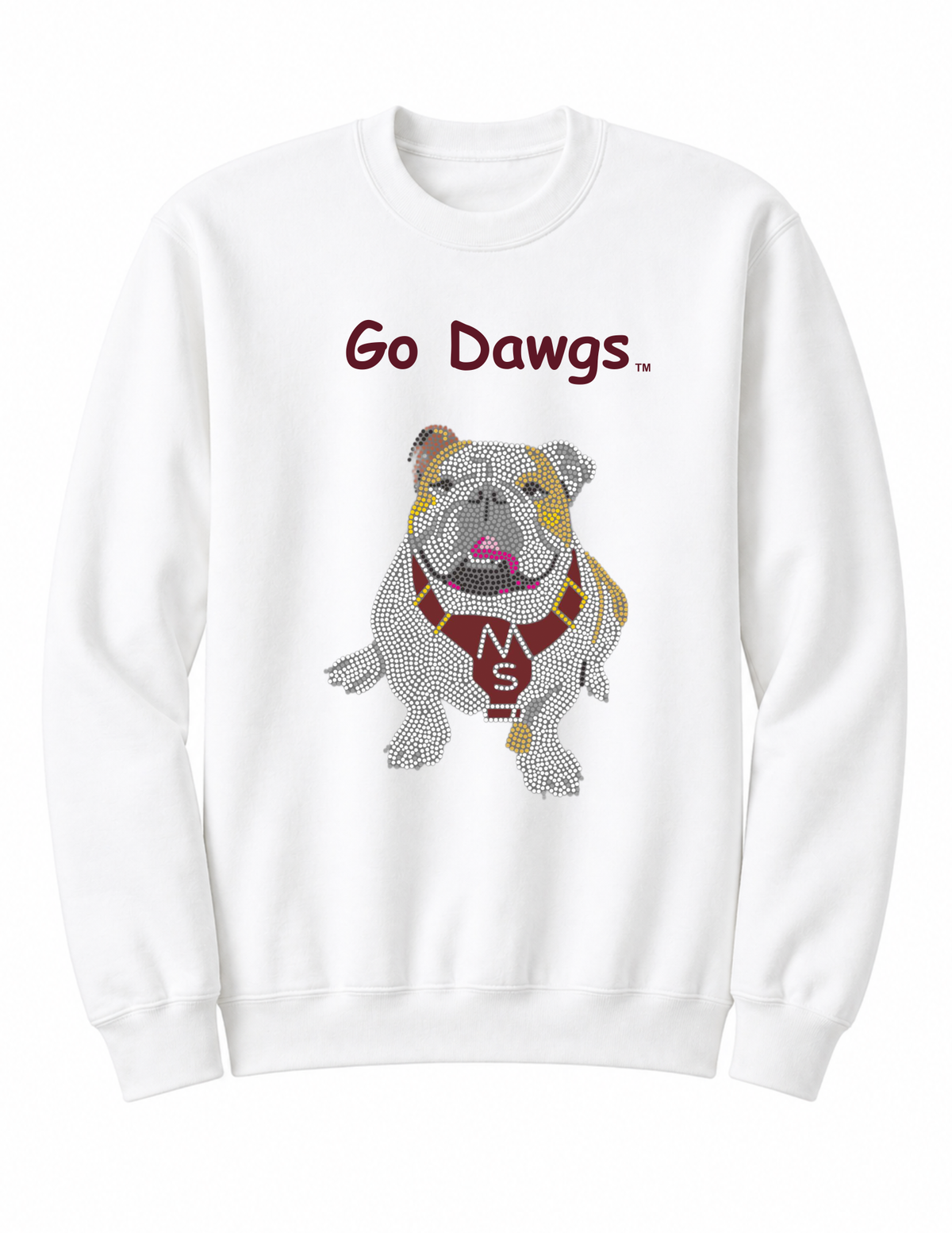 Mississippi State Go Dawgs White Crewneck Sweatshirt