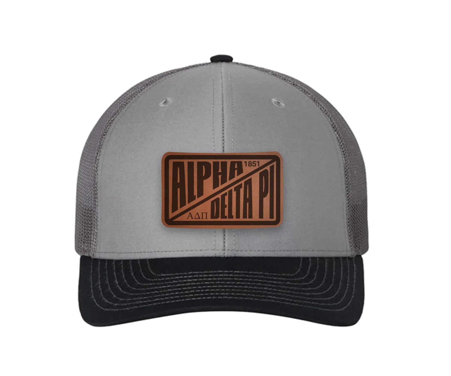 Alpha Delta Pi Richardson 112 Leatherette Patch Trucker Hat - Divide
