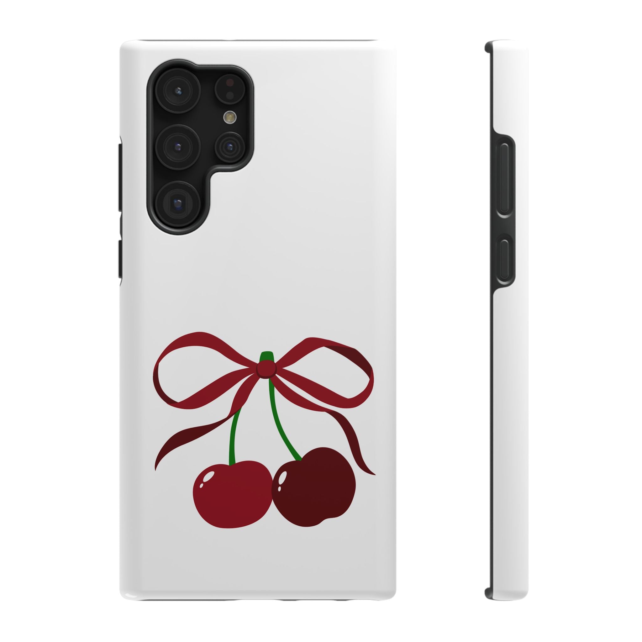 Customizable: Cherry Bow Impact-Resistant Case for Smartphones | Cute Phone Cover | Gift for Her | Cherry Lover's Accessory | Durable Phone Case