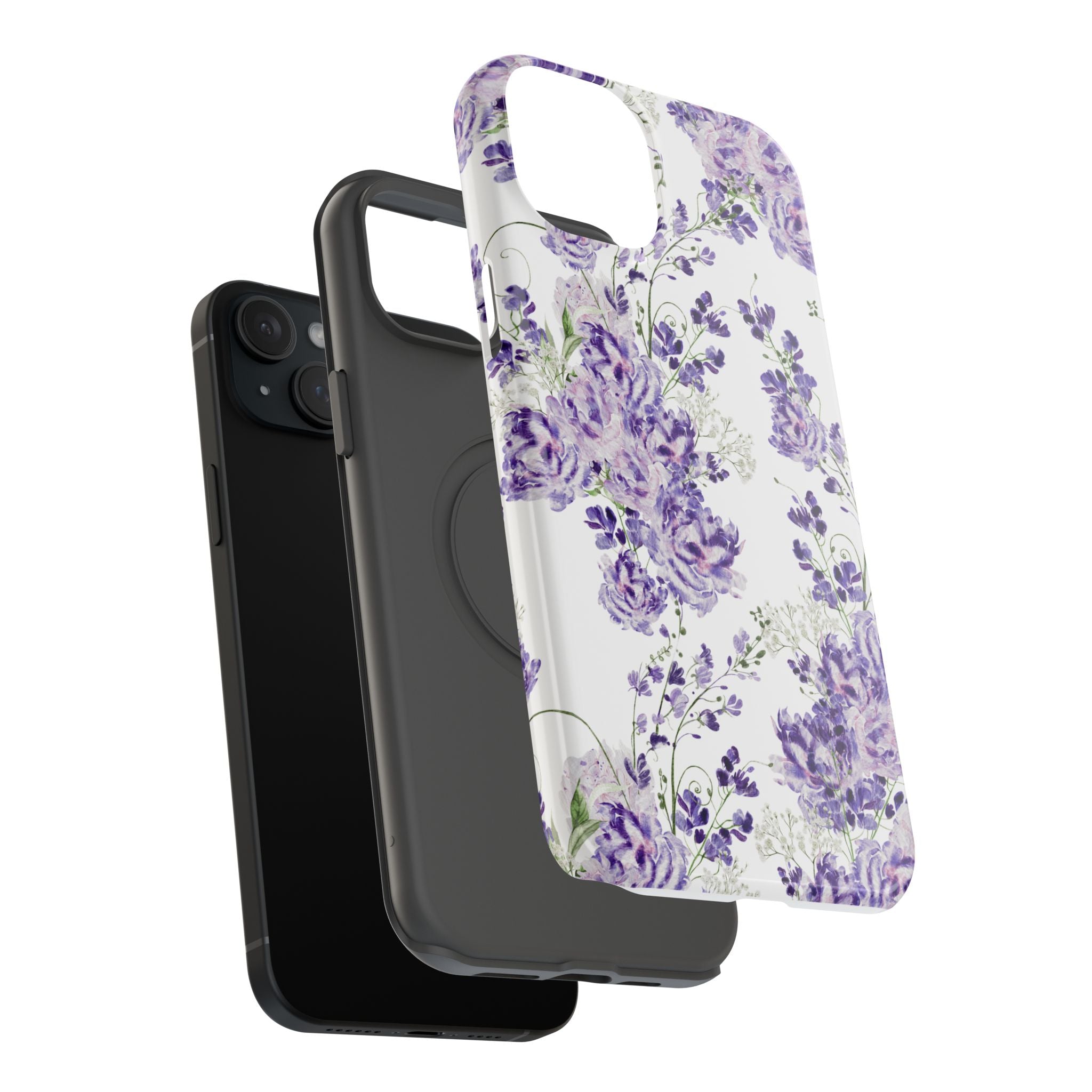 Customizable: Purple Floral Impact-Resistant Phone Case