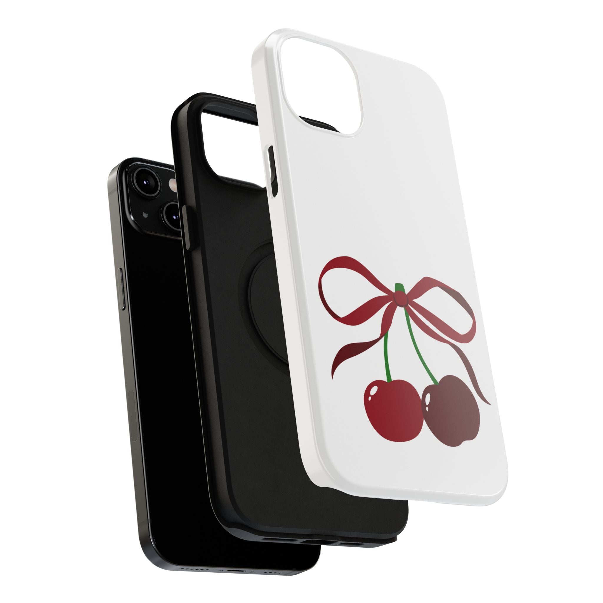 Customizable: Cherry Bow Impact-Resistant Case for Smartphones | Cute Phone Cover | Gift for Her | Cherry Lover's Accessory | Durable Phone Case