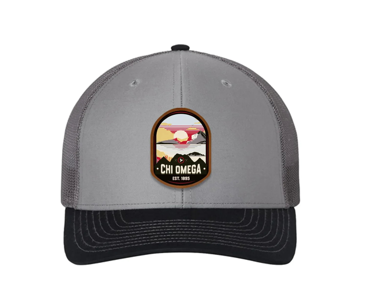 Chi Omega Richardson 112 UV Print Leatherette Patch Trucker Hat - Ventura