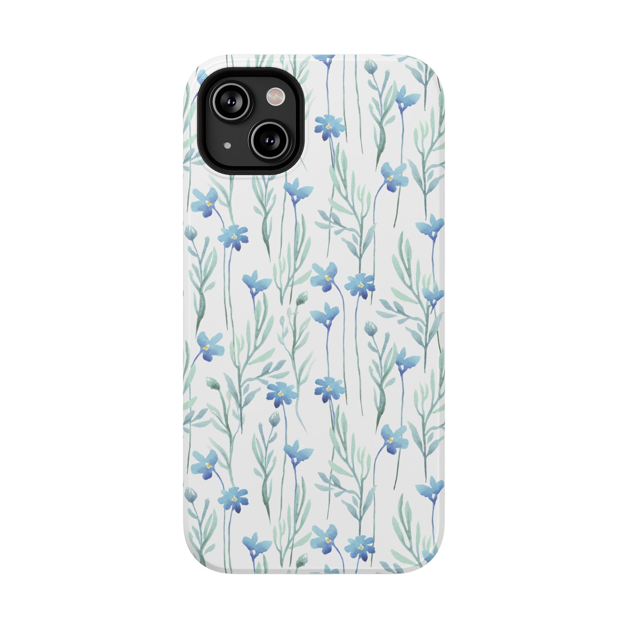 Customizable: Blue Floral Impact-Resistant Phone Case