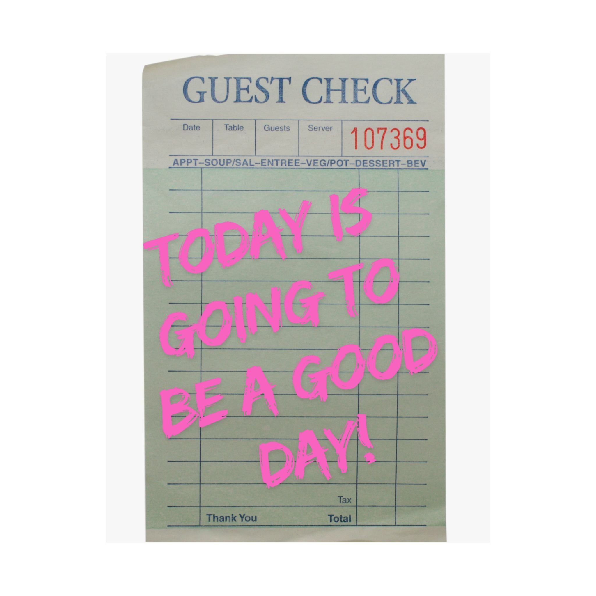 Guest Check Wall Art Poster, College Dorm Decor, Trendy Wall Art, Gift for Friends