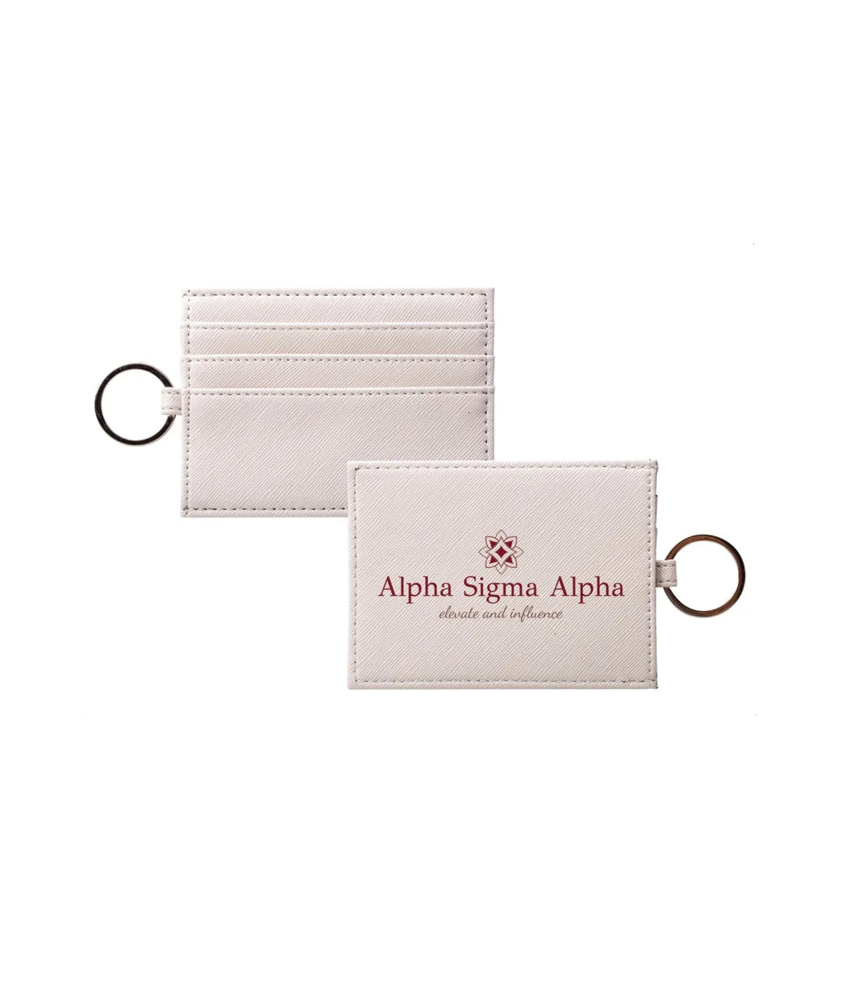 Alpha Sigma Alpha Vegan Saffiano Leather Keychain Card Holder