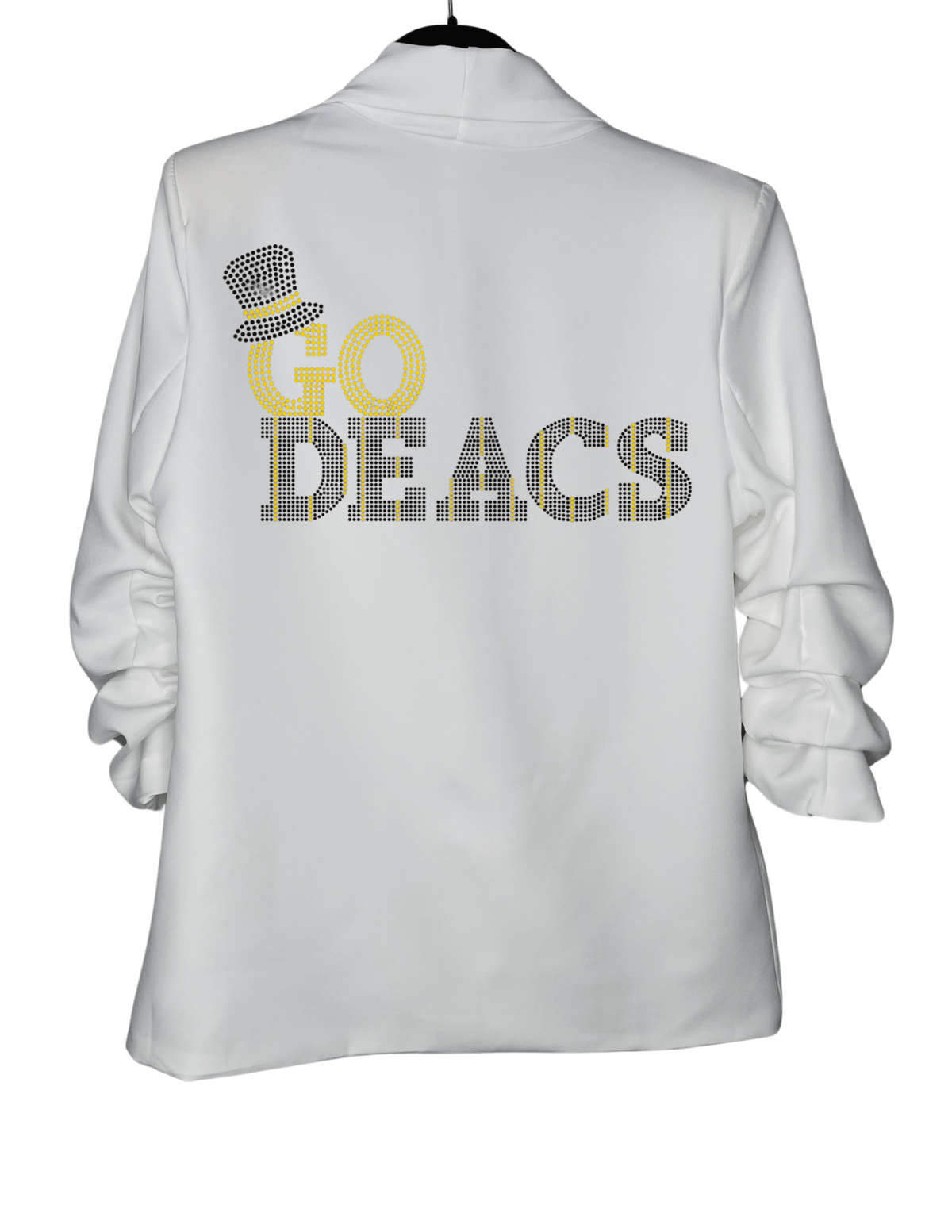 Wake Forest Go Deacs Ruched Sleeve White Blazer
