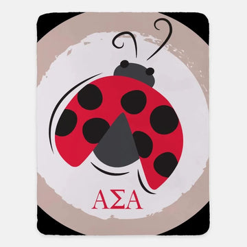 Alpha Sigma Alpha XL 60x80 Sherpa Throw Blanket - Dot the Ladybug