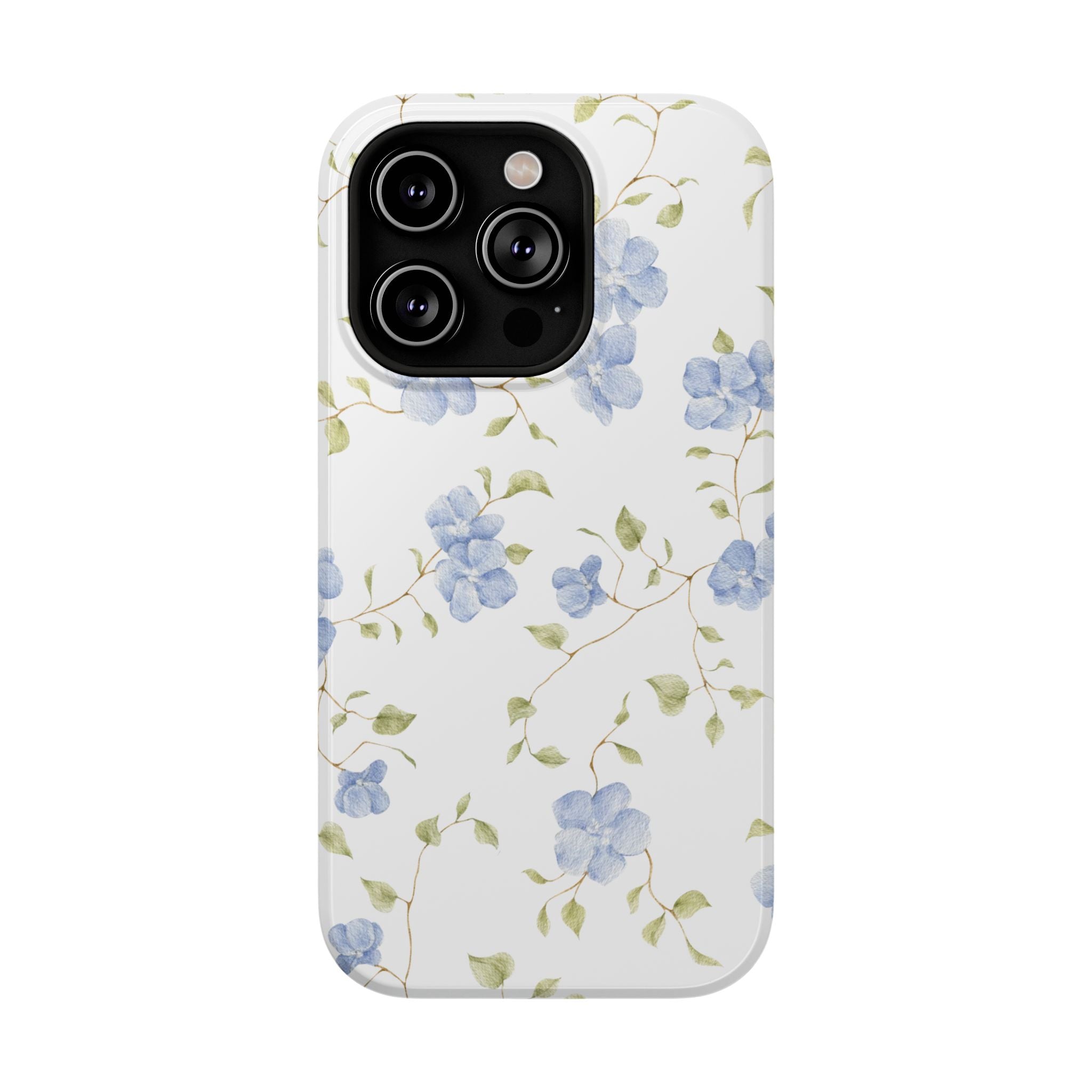 Customizable: Blue Floral Impact-Resistant Phone Case