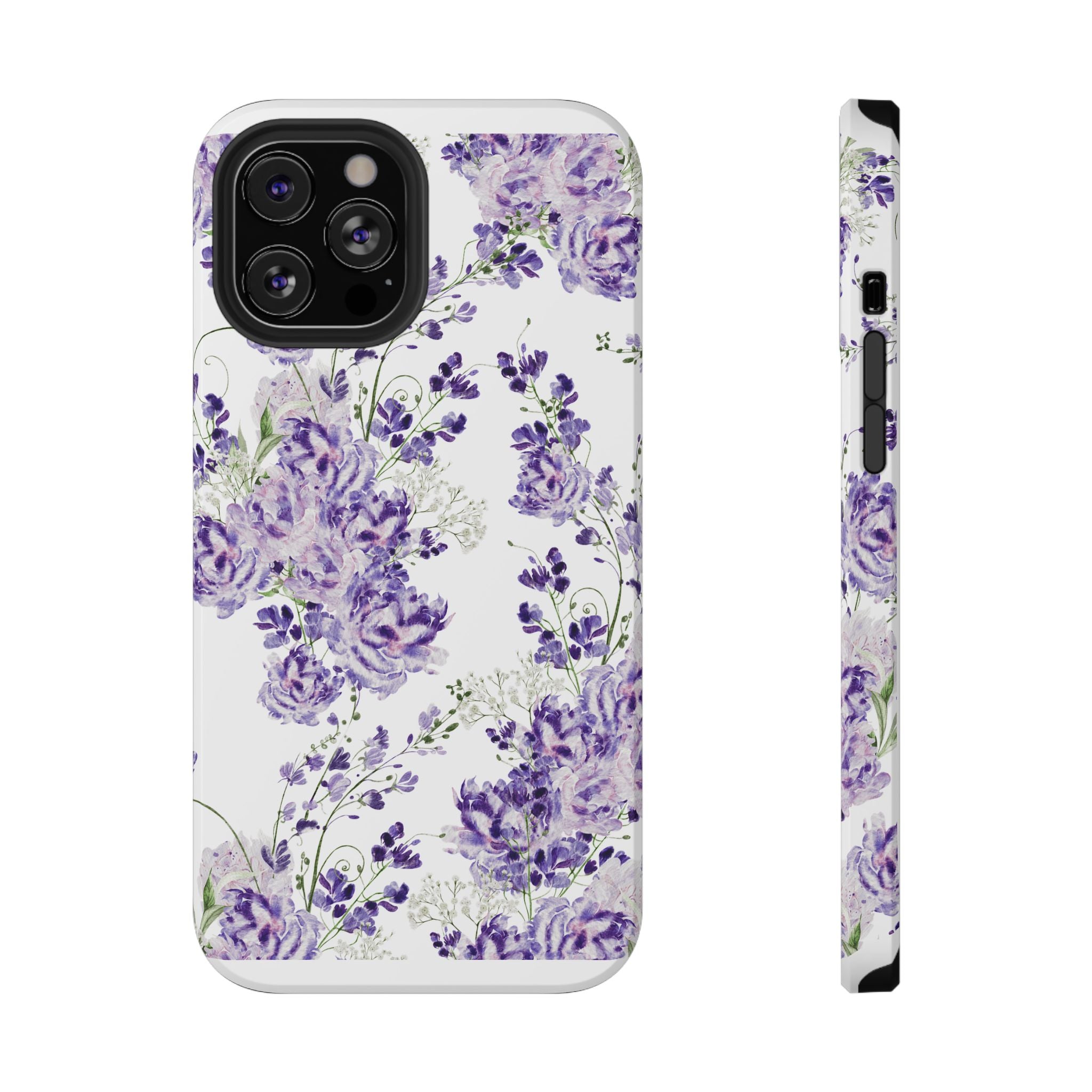 Customizable: Purple Floral Impact-Resistant Phone Case