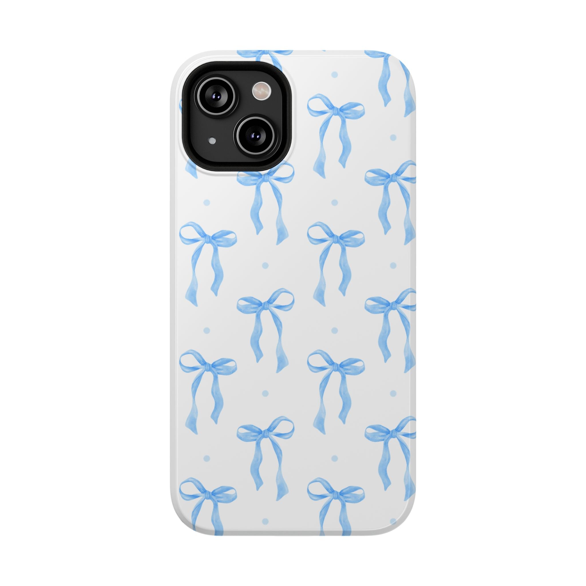 Customizable: Chic Blue Coquette Bow Impact-Resistant Phone Case