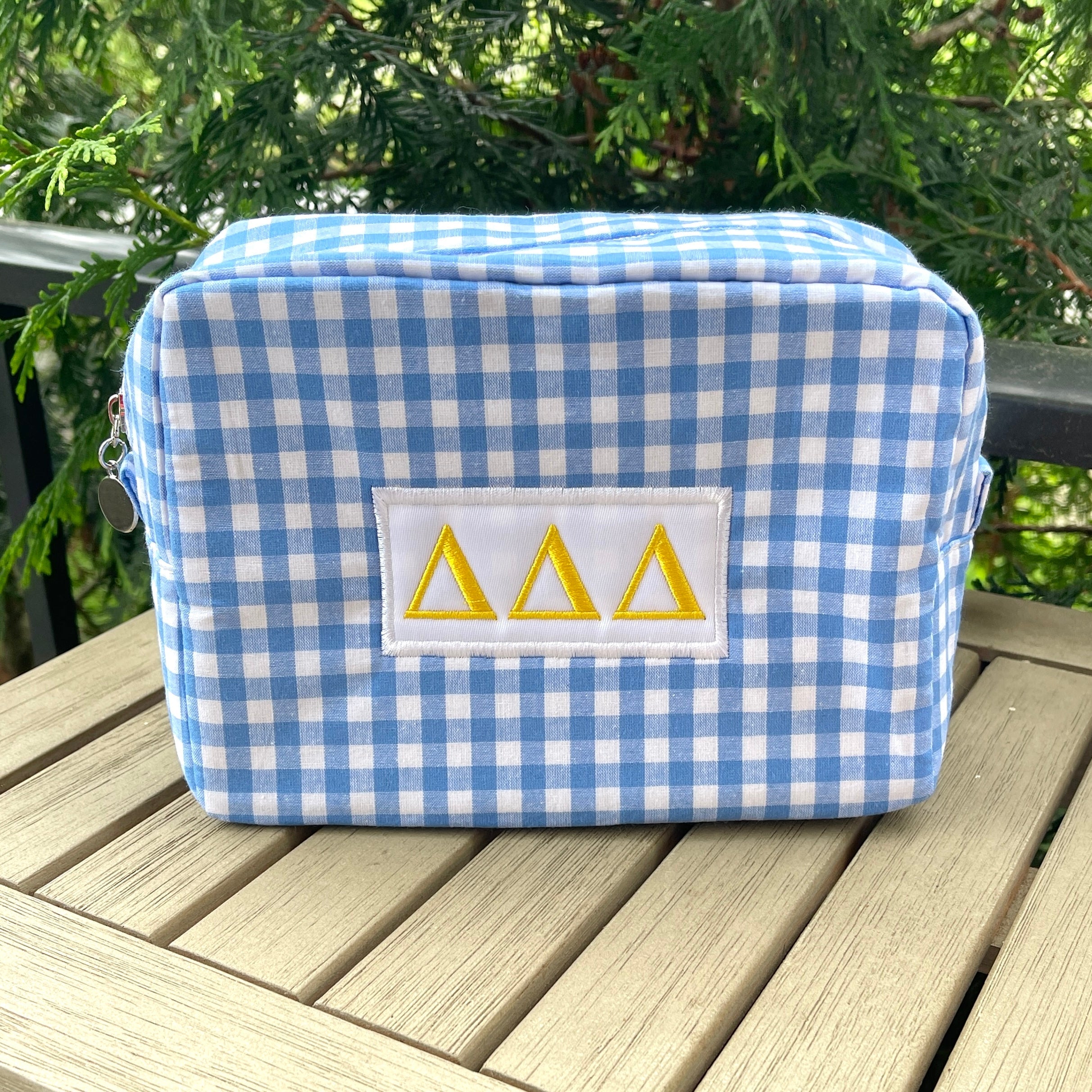 Tri Delta Gingham Cosmetic Bag