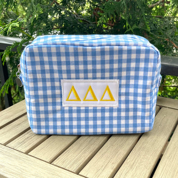 Tri Delta Gingham Cosmetic Bag