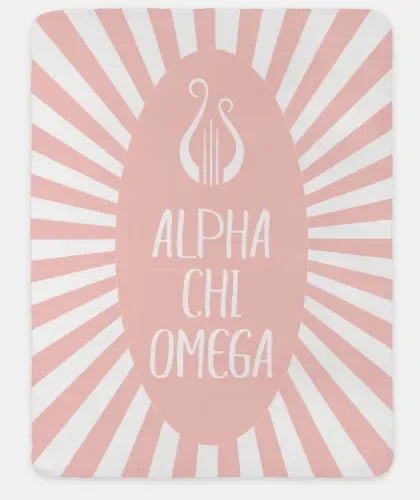 Alpha Chi Omega XL 60x80 Sherpa Throw Blanket - Starburst