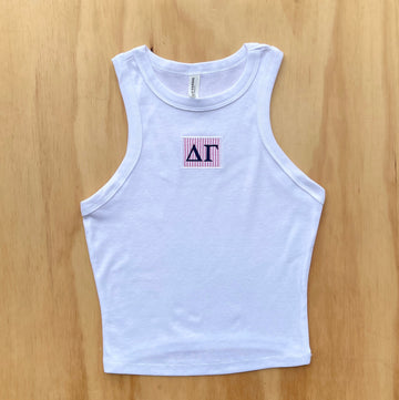 Delta Gamma Seersucker Patch Crop Tank