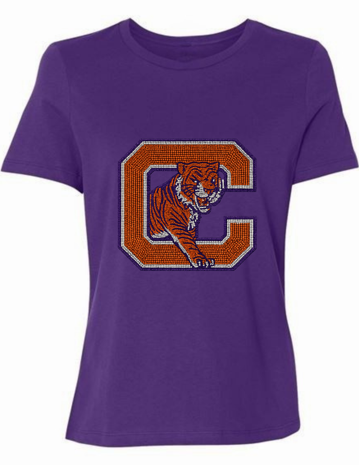 Clemson University C Tiger Purple Crewneck Short Sleeve T-Shirt