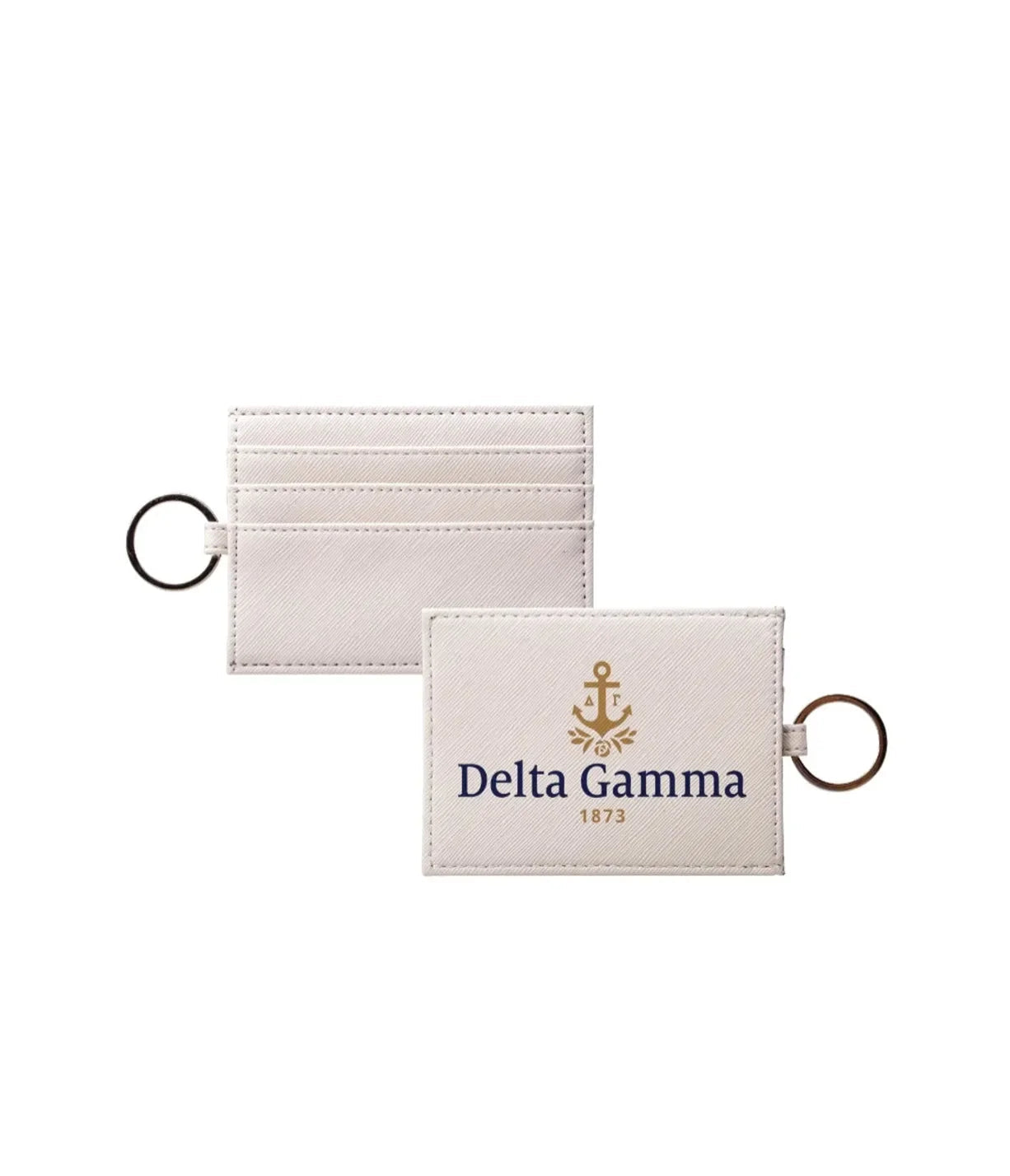 Delta Gamma Traditional Vegan Saffiano Leather Keychain Card Holder